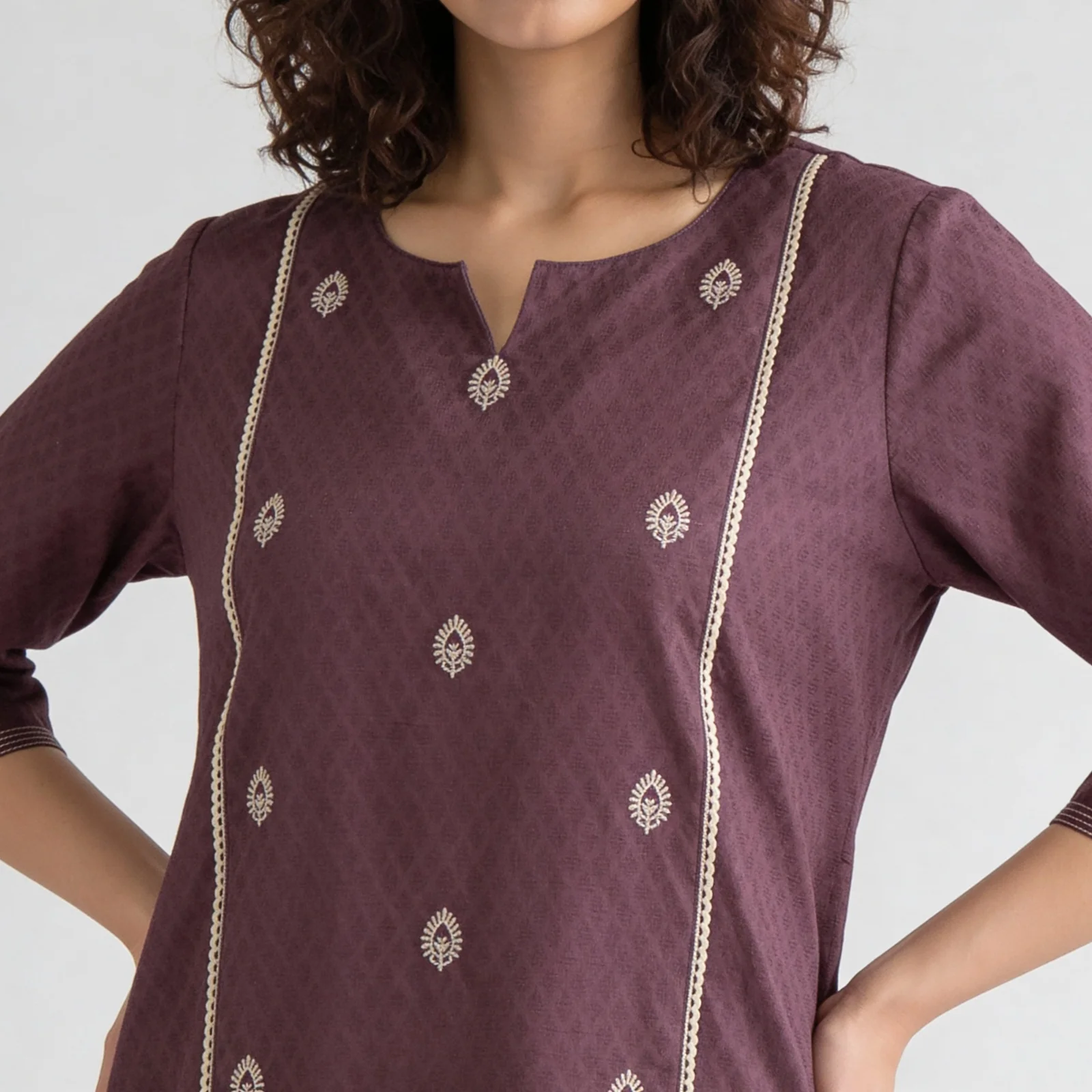 Centre Panel Embroidered Kurta - Image 4