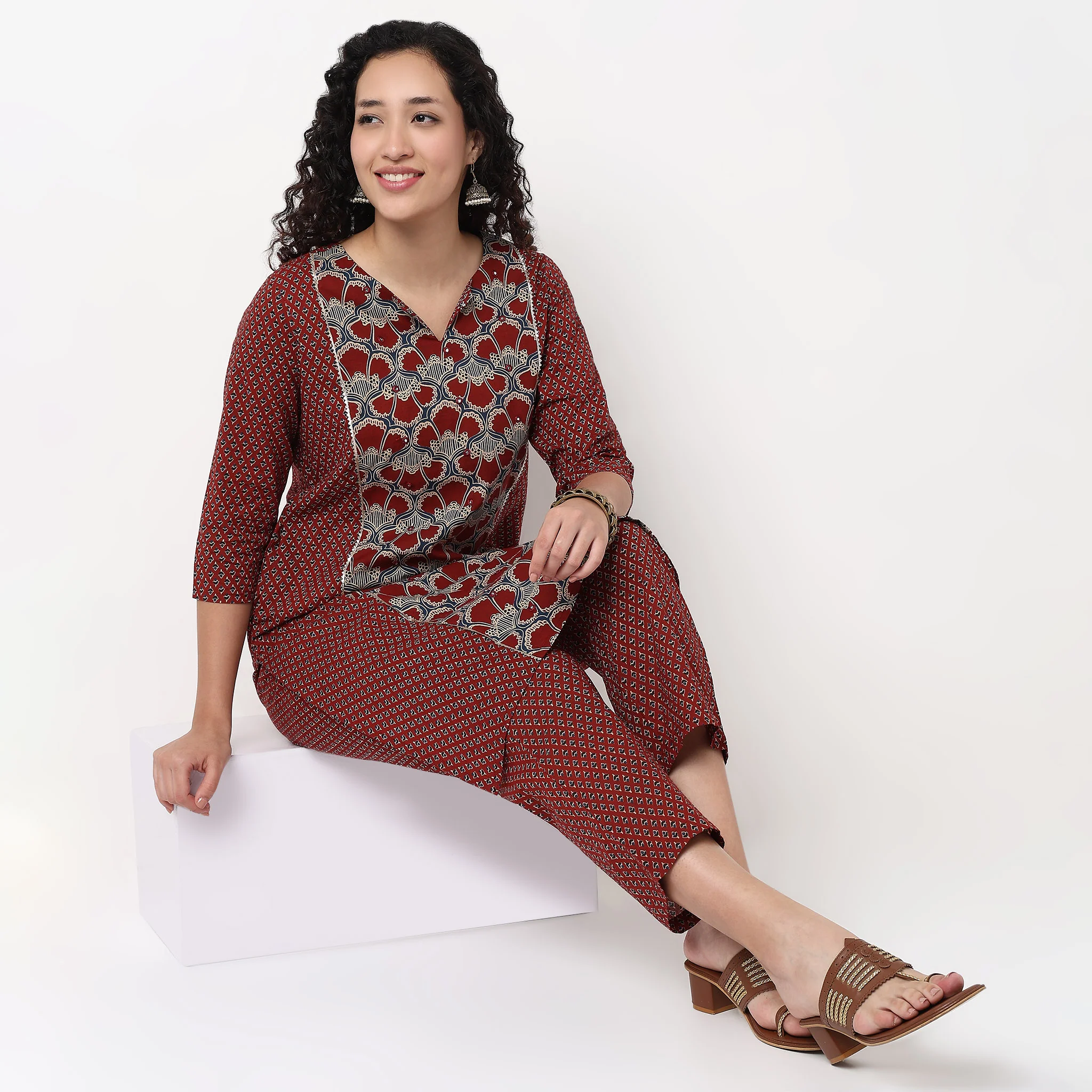 Centre Panel Printed Long Kurta