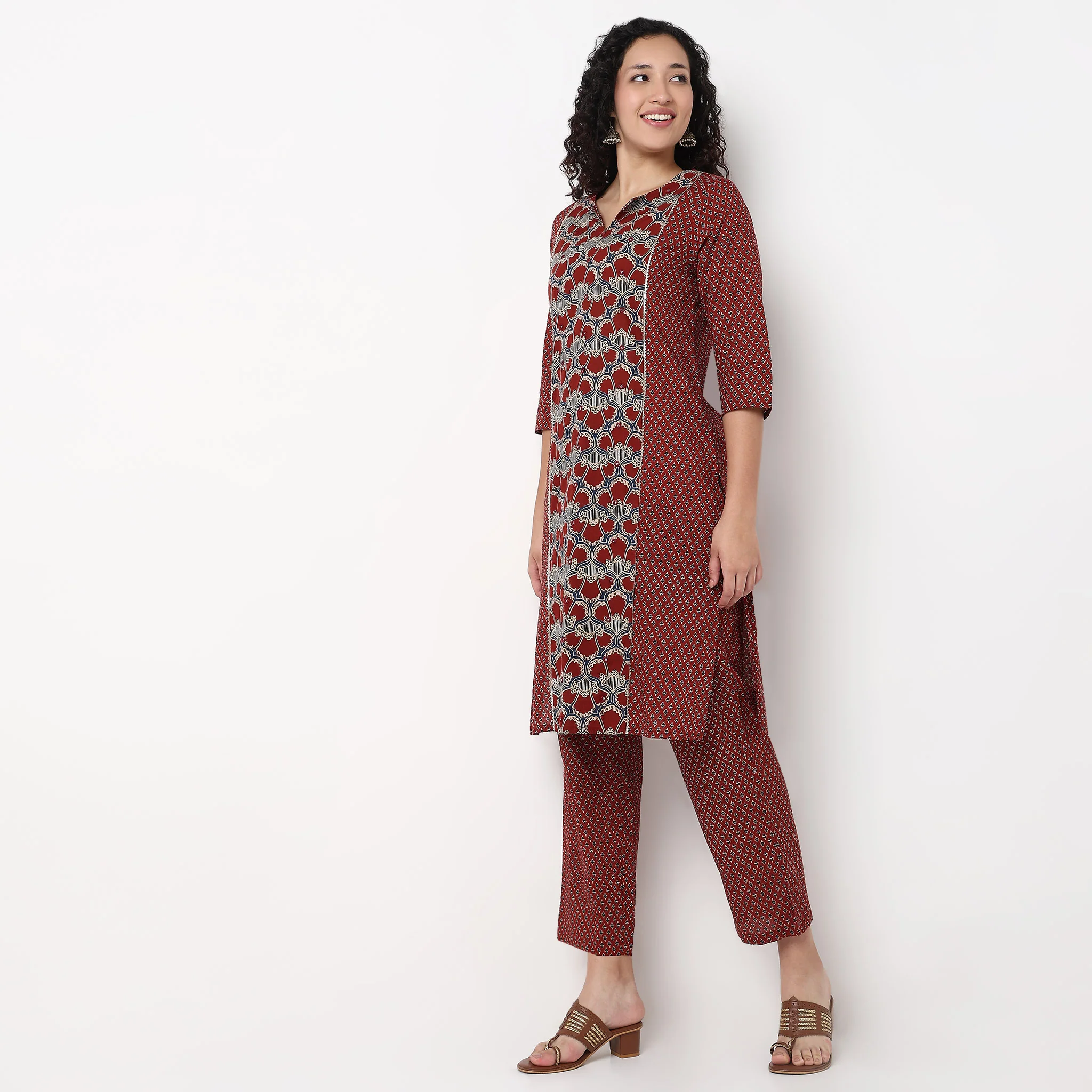 Centre Panel Printed Long Kurta - Image 5