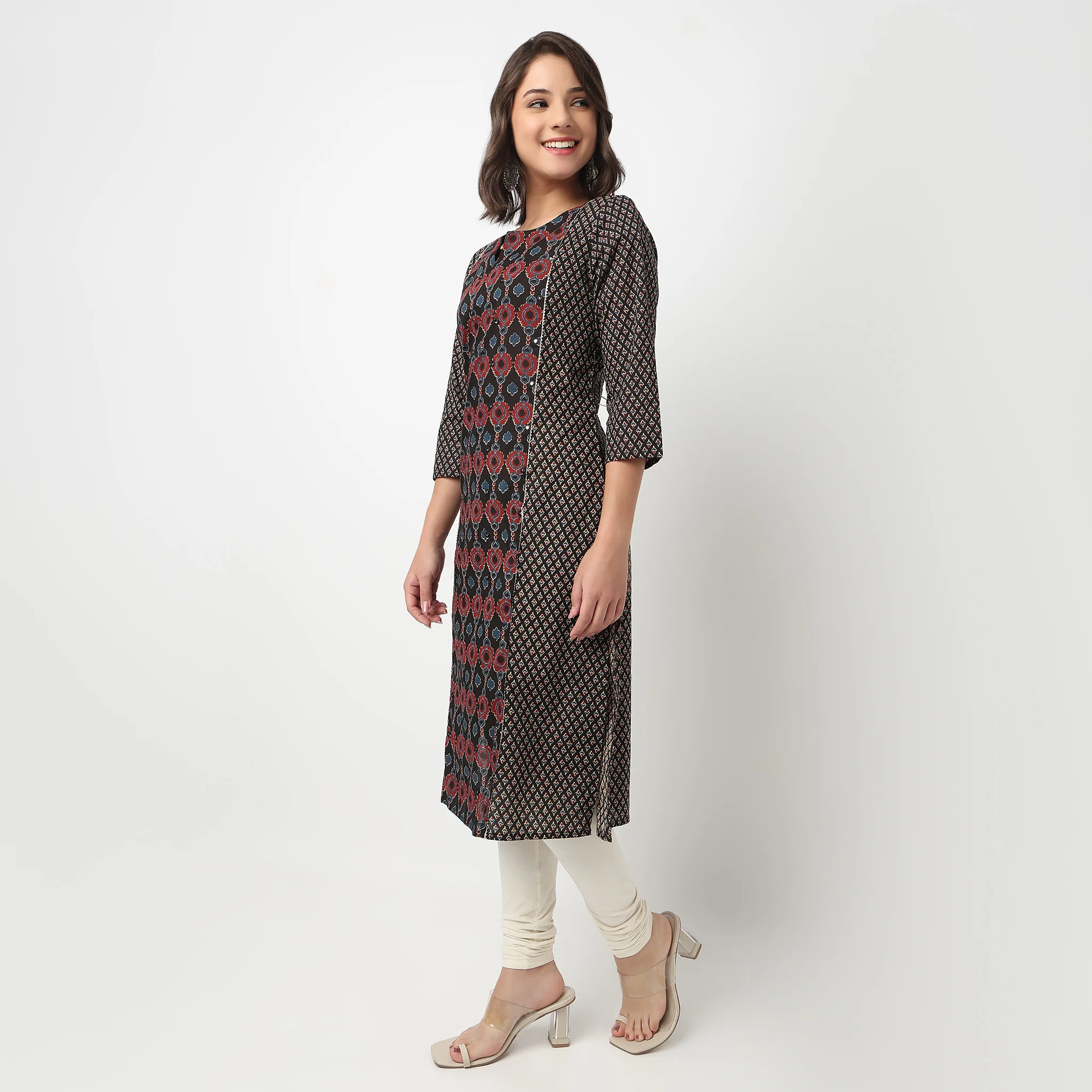 Centre Panel Printed Long Kurta - Image 5