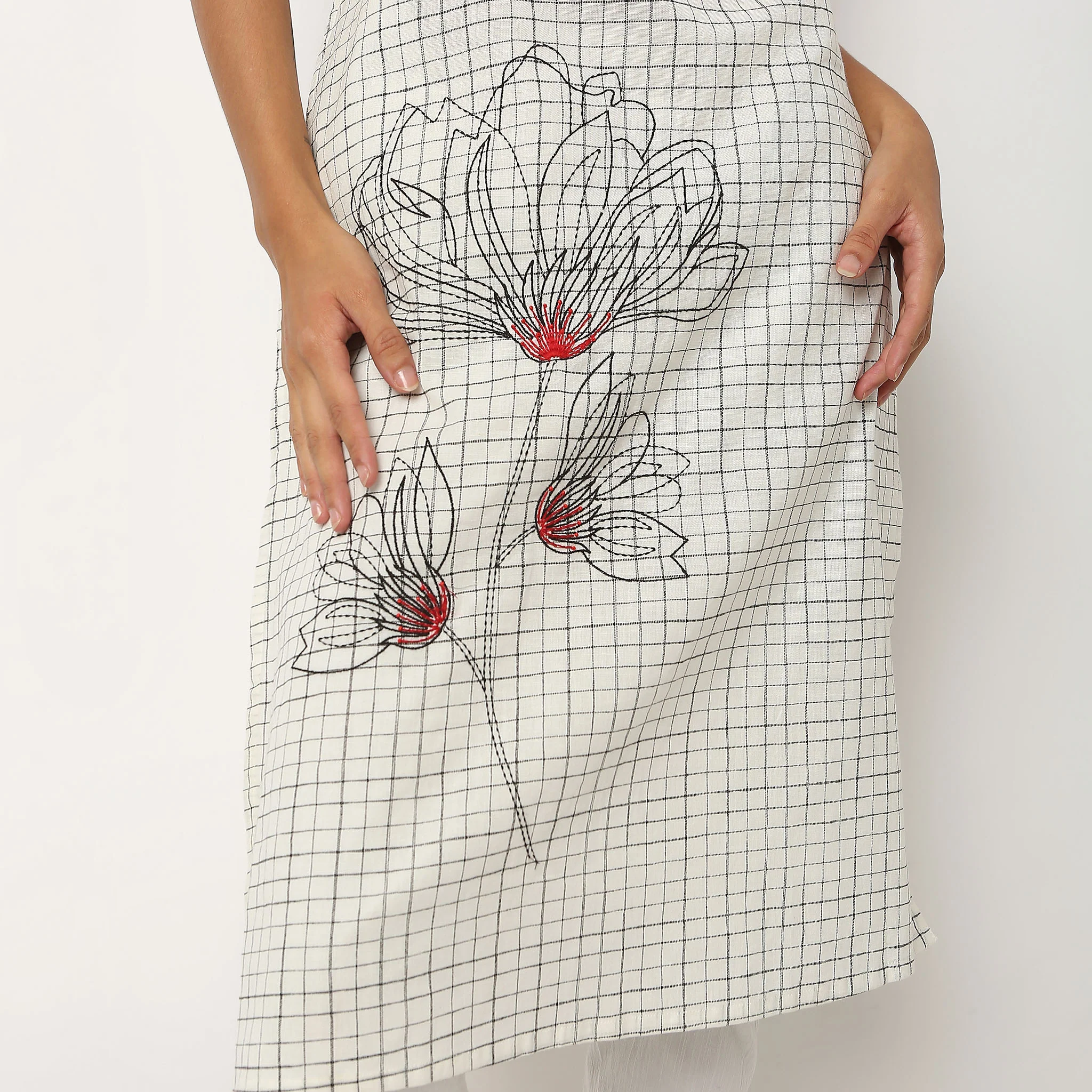 Checkered Cotton A-Line Kurta - Image 6