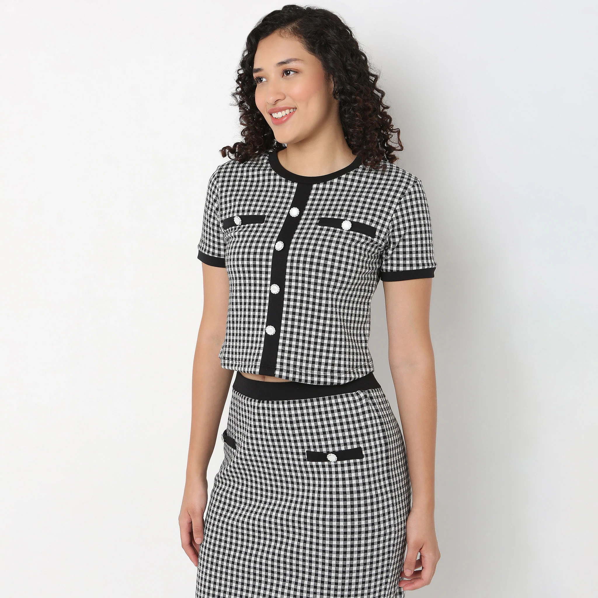 Checkered Betty Top With Front Opening - Image 5