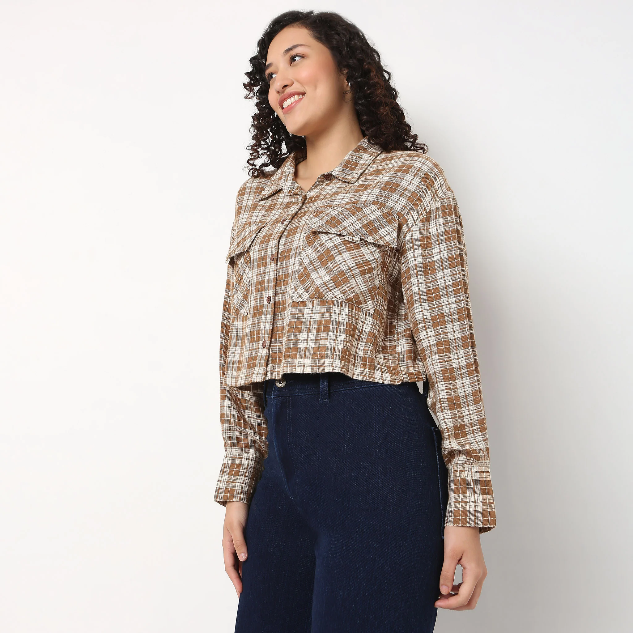 Checkered Boxy Crop Shirt - Image 10