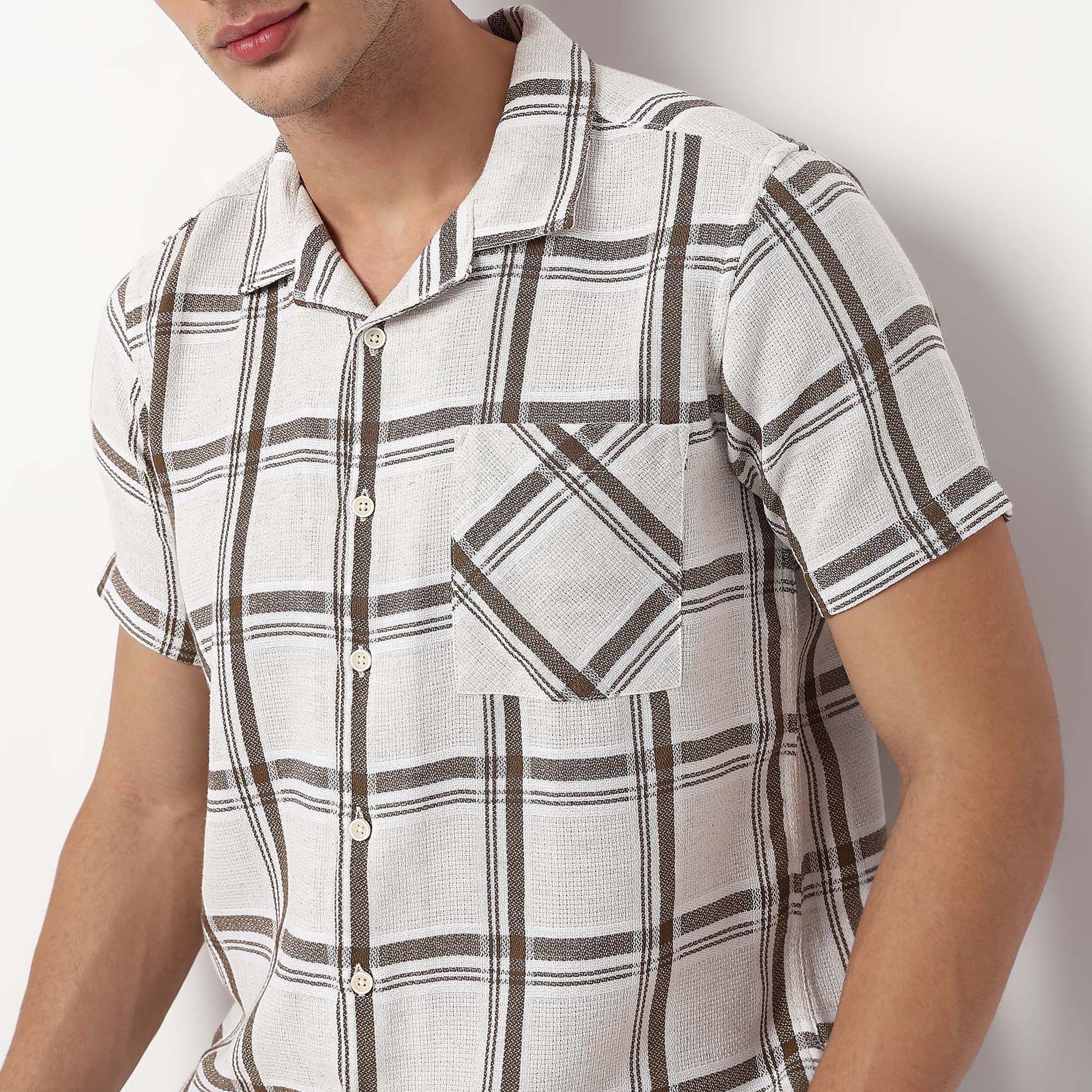 Checkered Cotton Cuban Shirt - Image 4