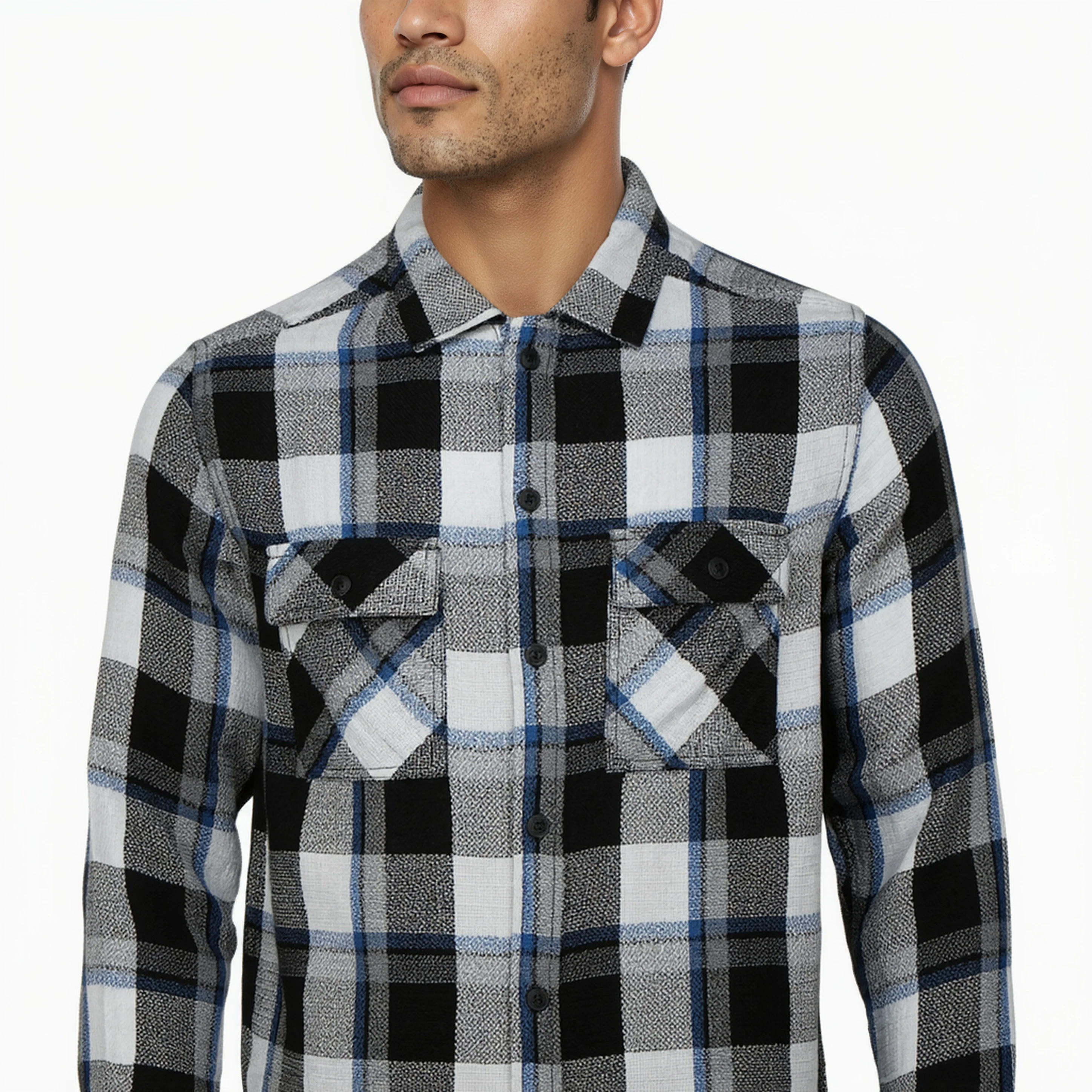 Checkered Cotton Explorer Shacket Shirt - Image 4