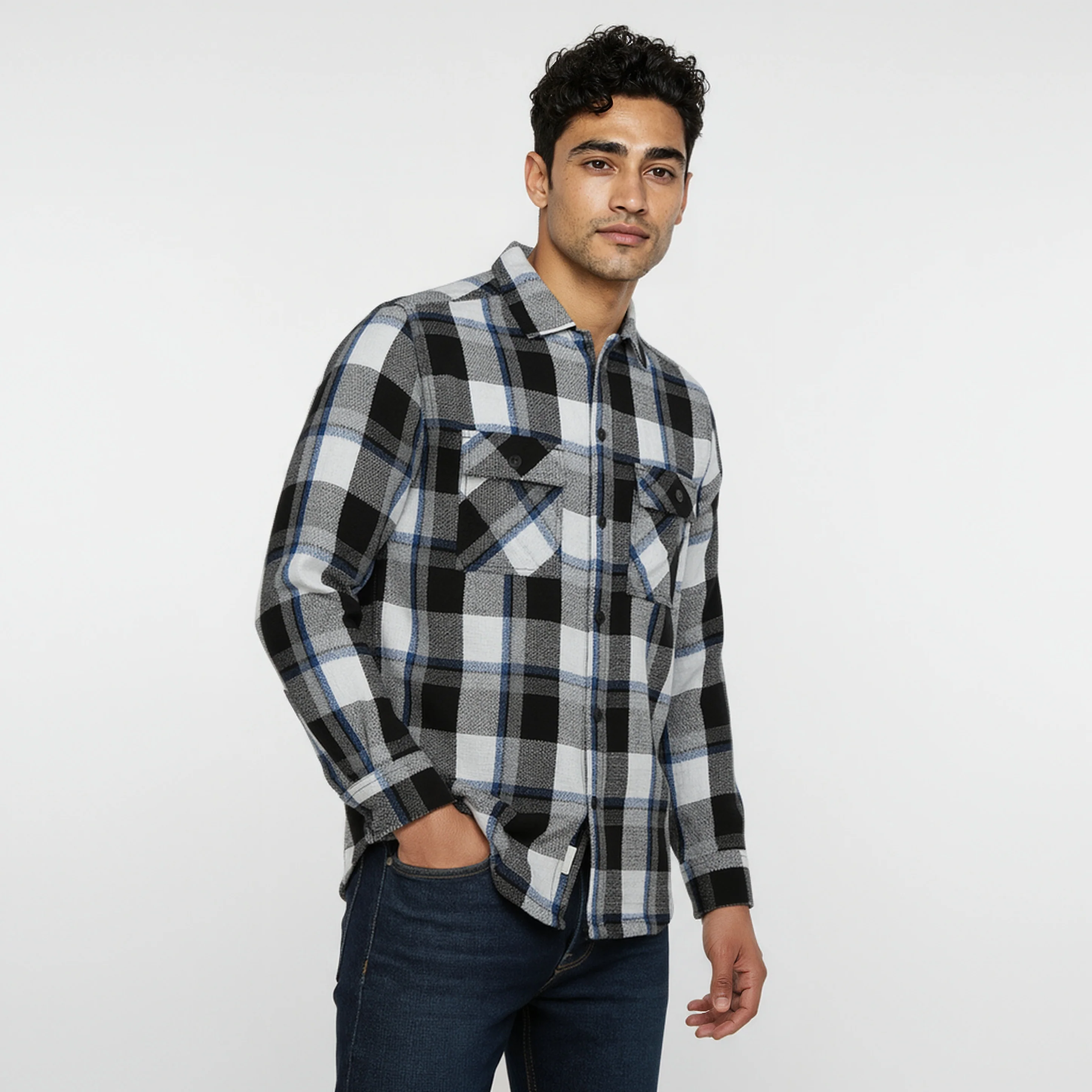 Checkered Cotton Explorer Shacket Shirt - Image 5