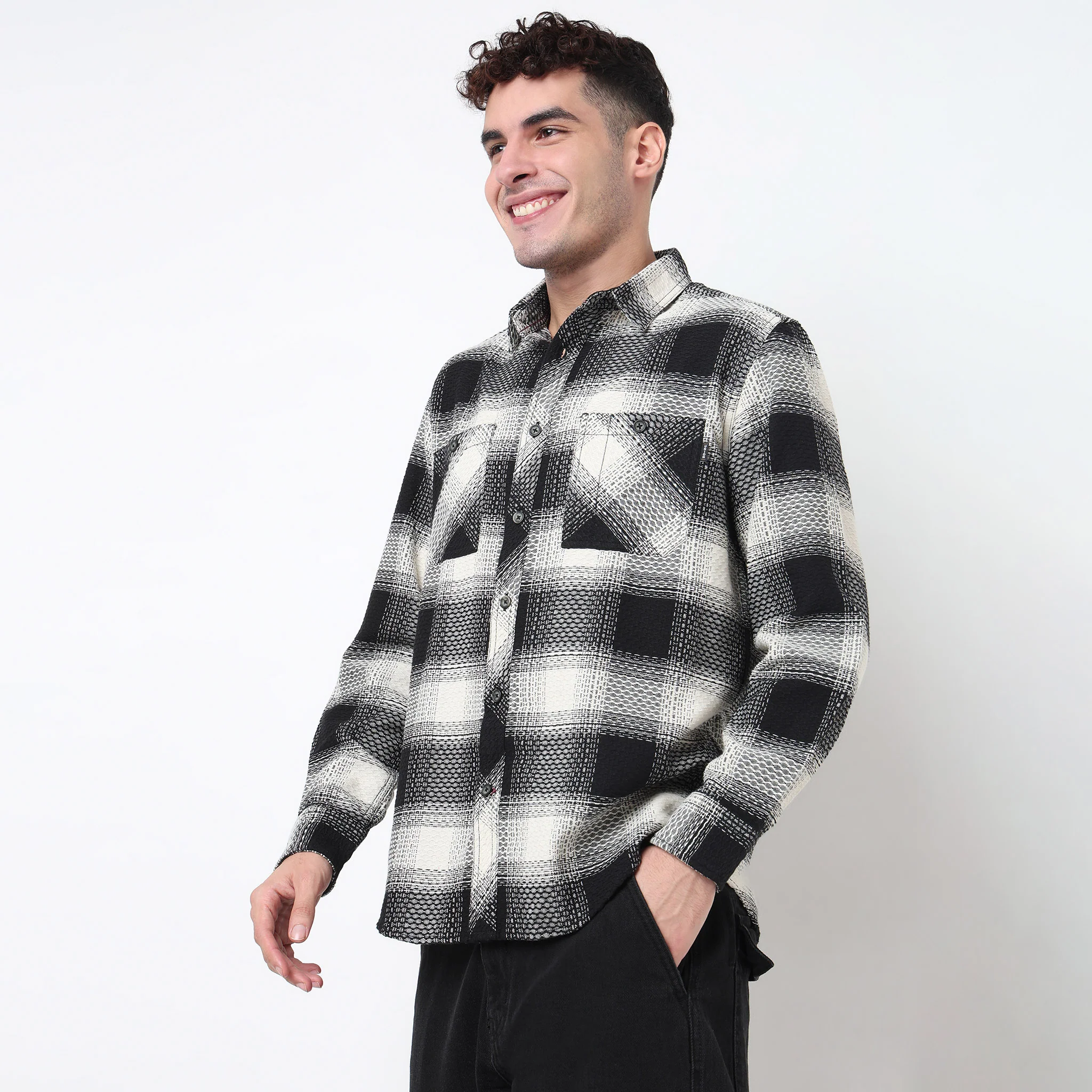 Checkered Lumber Jack Shirt With Double Pocket - Image 5