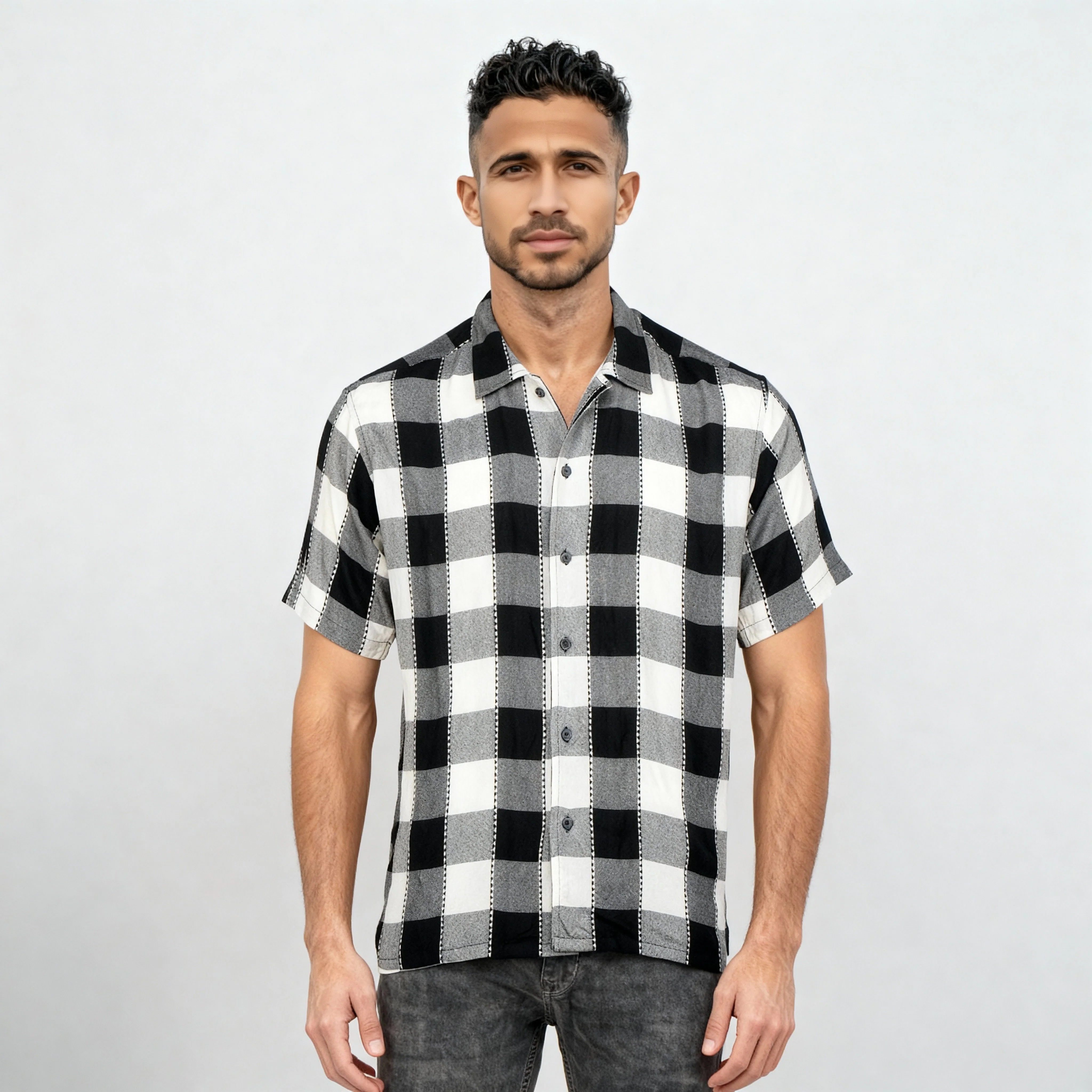 Checkered Point Down Yarn Dyed Shirt - Image 2