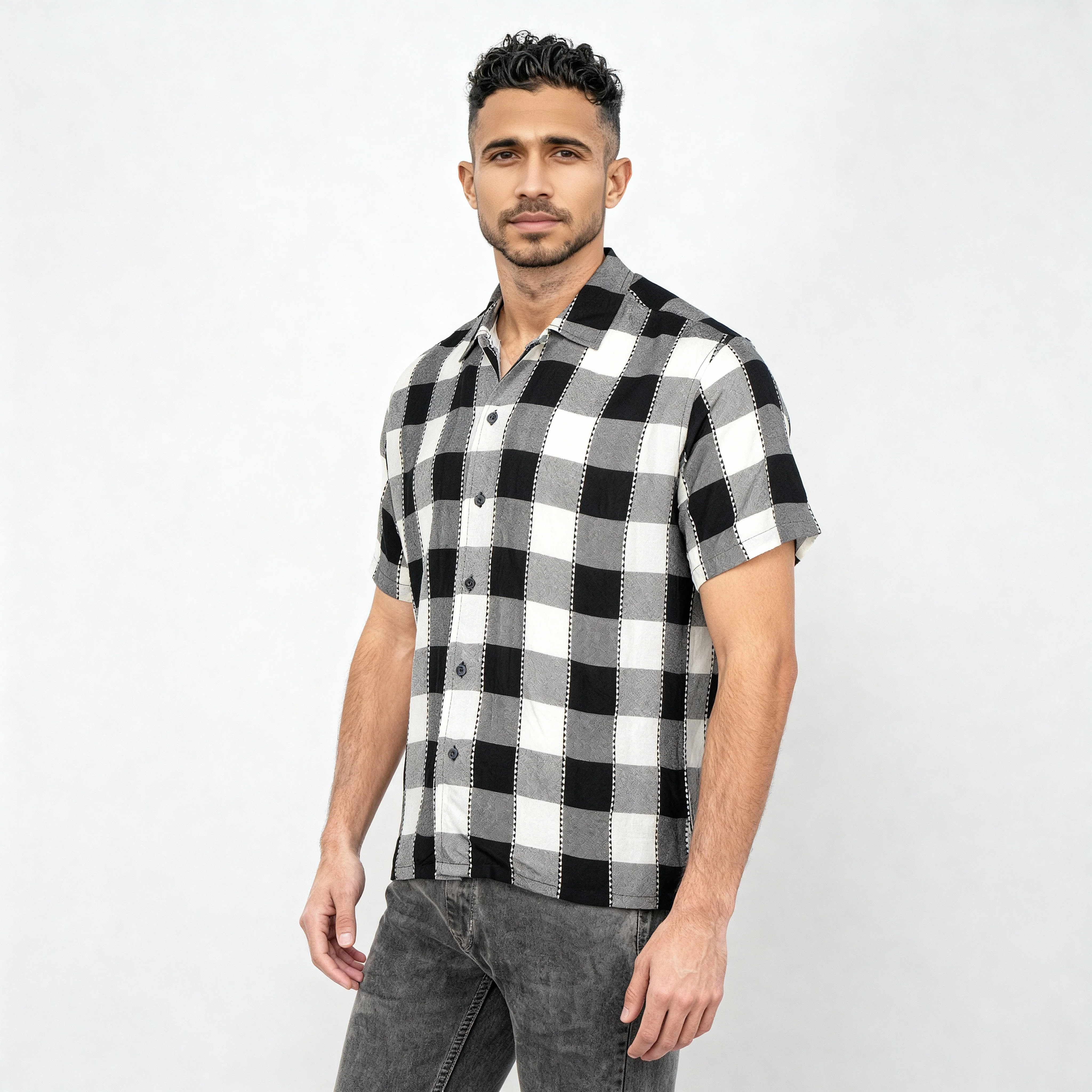Checkered Point Down Yarn Dyed Shirt - Image 5