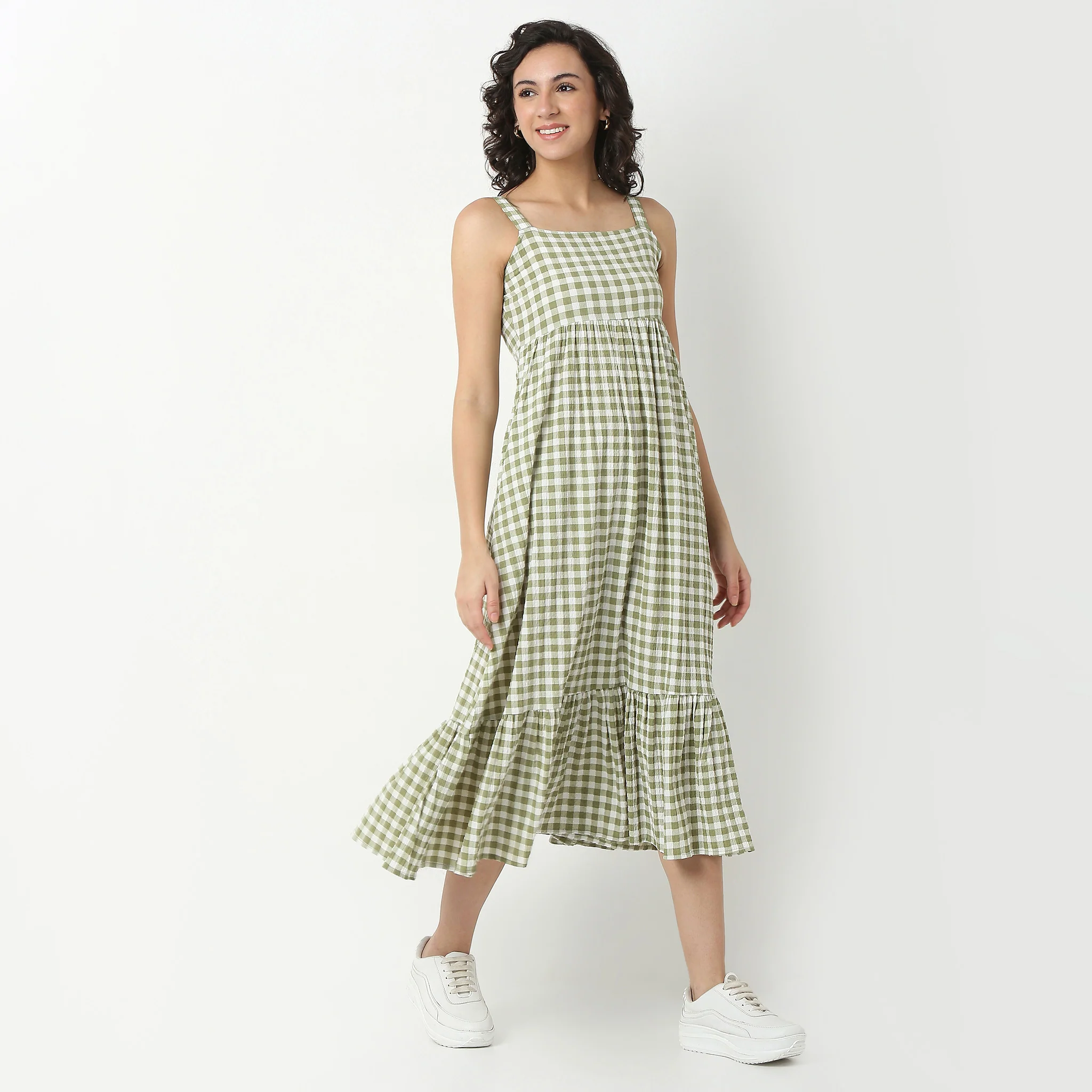 Checkered Sleeveless Dress - Image 5