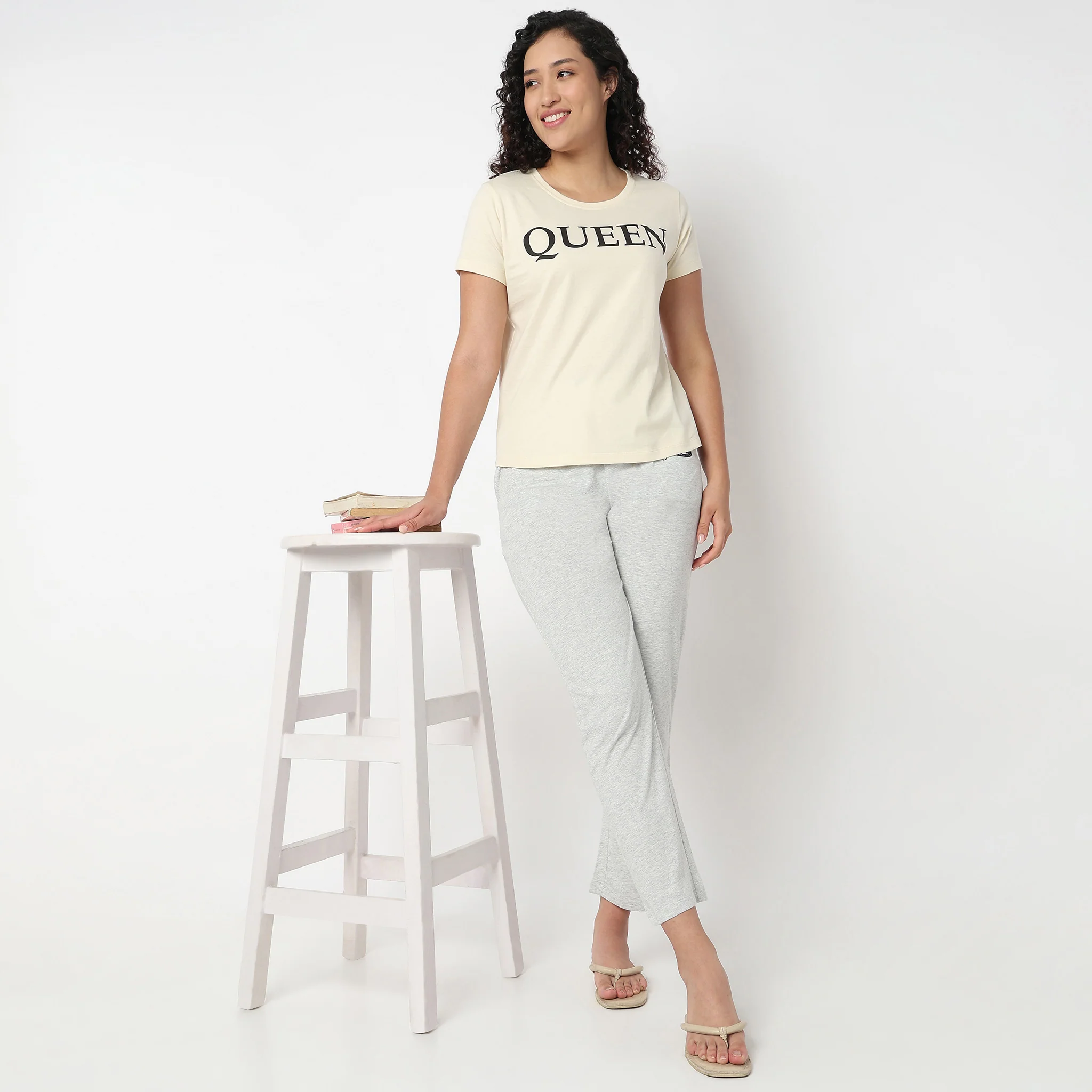 Chest Printed Cord Lounge T-Shirt