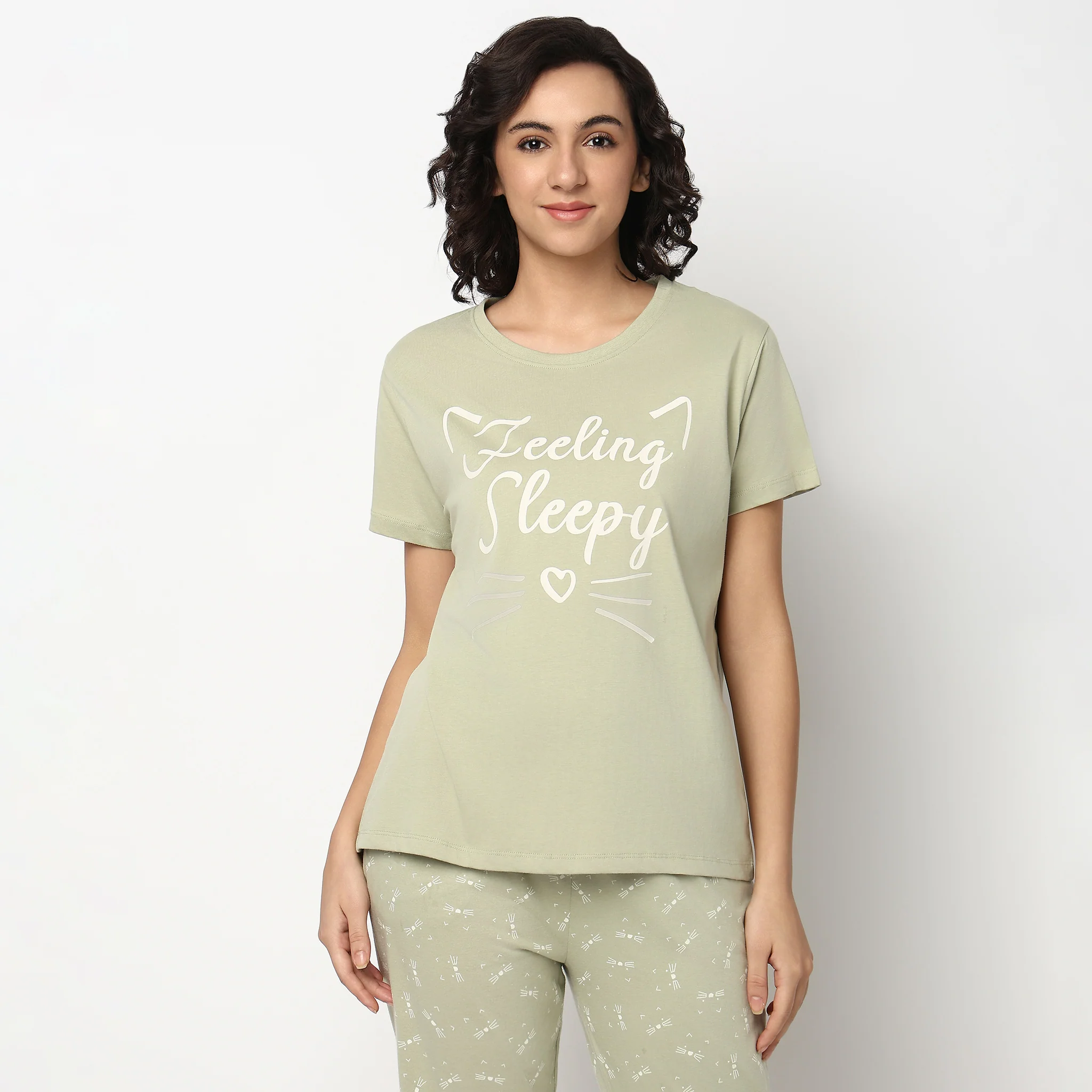 Printed Cotton Sleepwear T-Shirt - Image 2