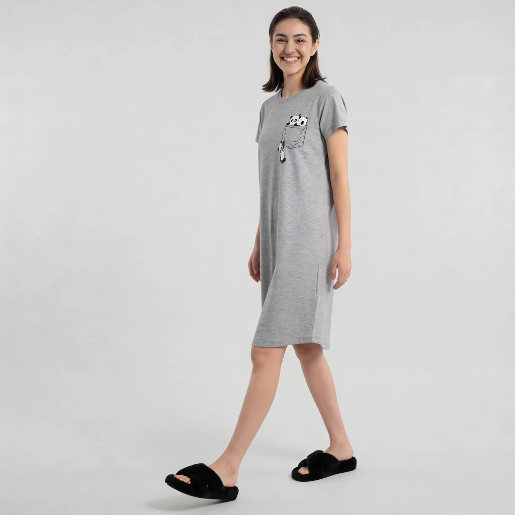 Chest Printed Night Short Gown - Image 10
