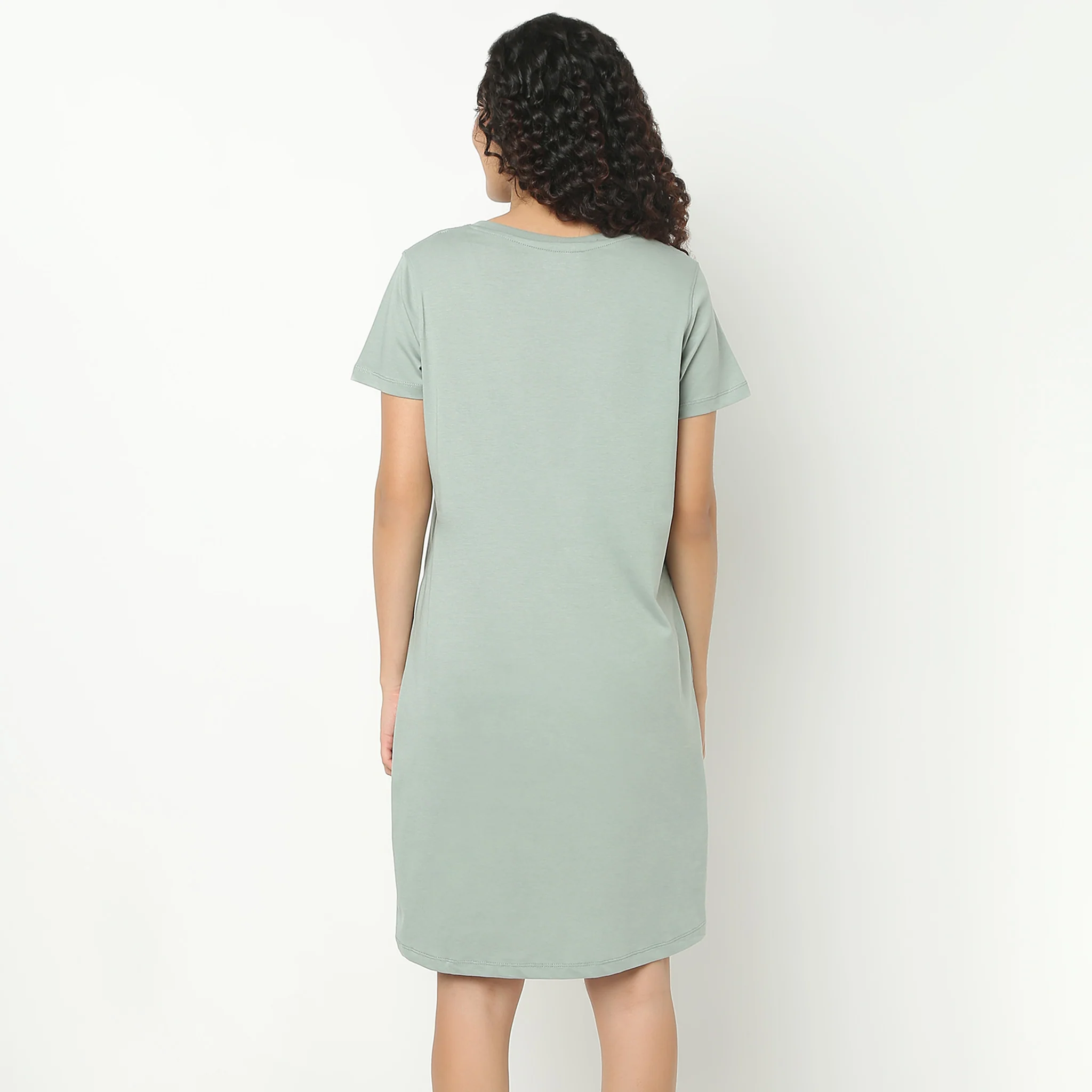 Chest Printed Night Short Gown - Image 3