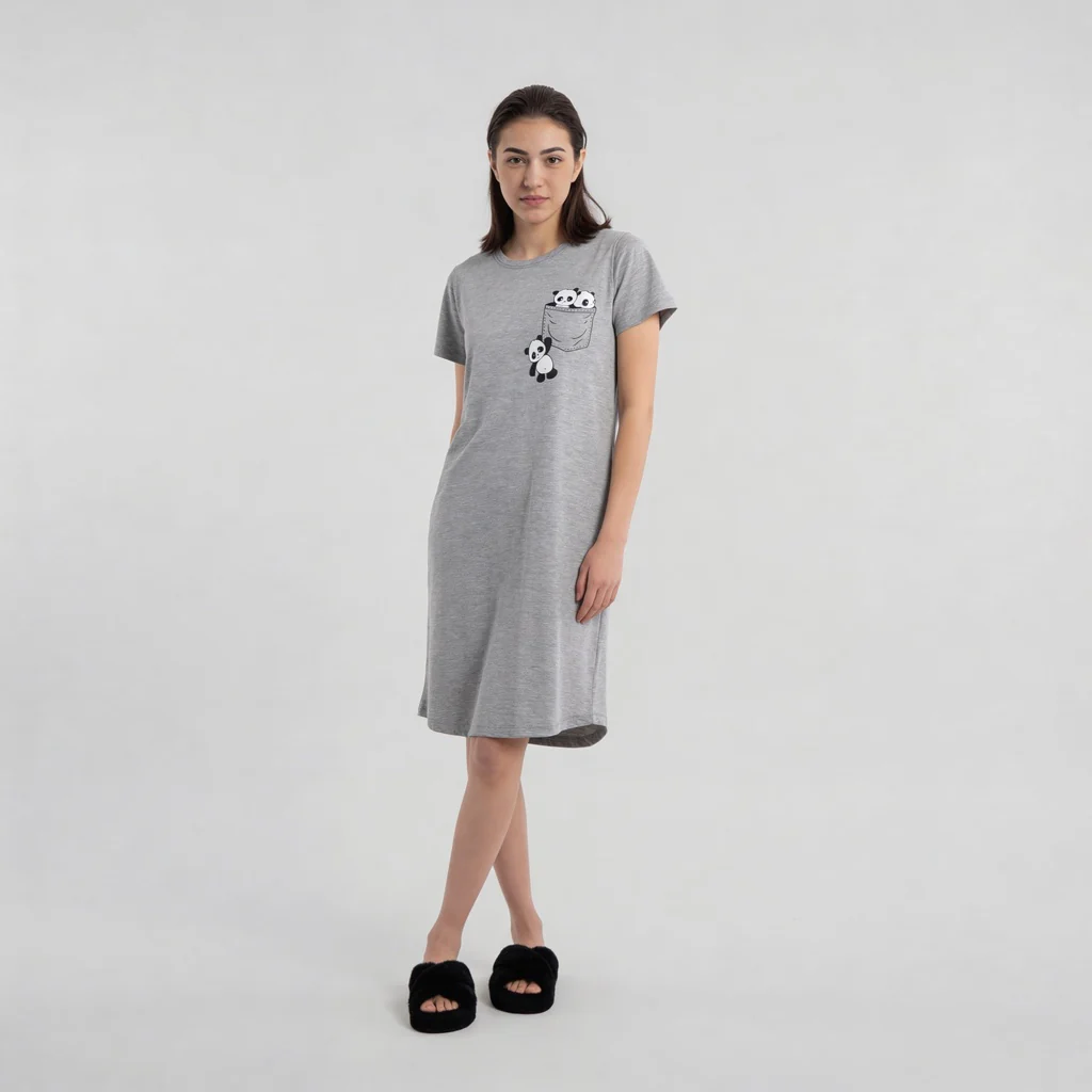 Chest Printed Night Short Gown - Image 6