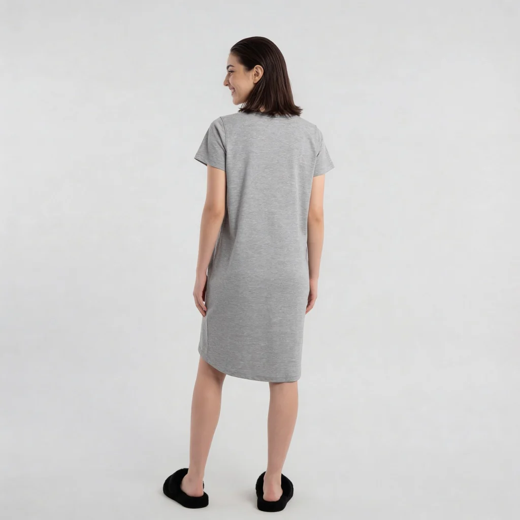 Chest Printed Night Short Gown - Image 8
