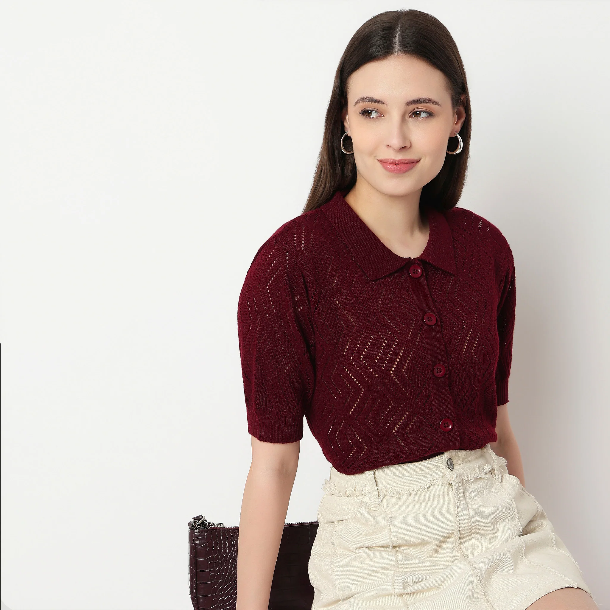 Chevron Pattern Flatknit Top - Image 2