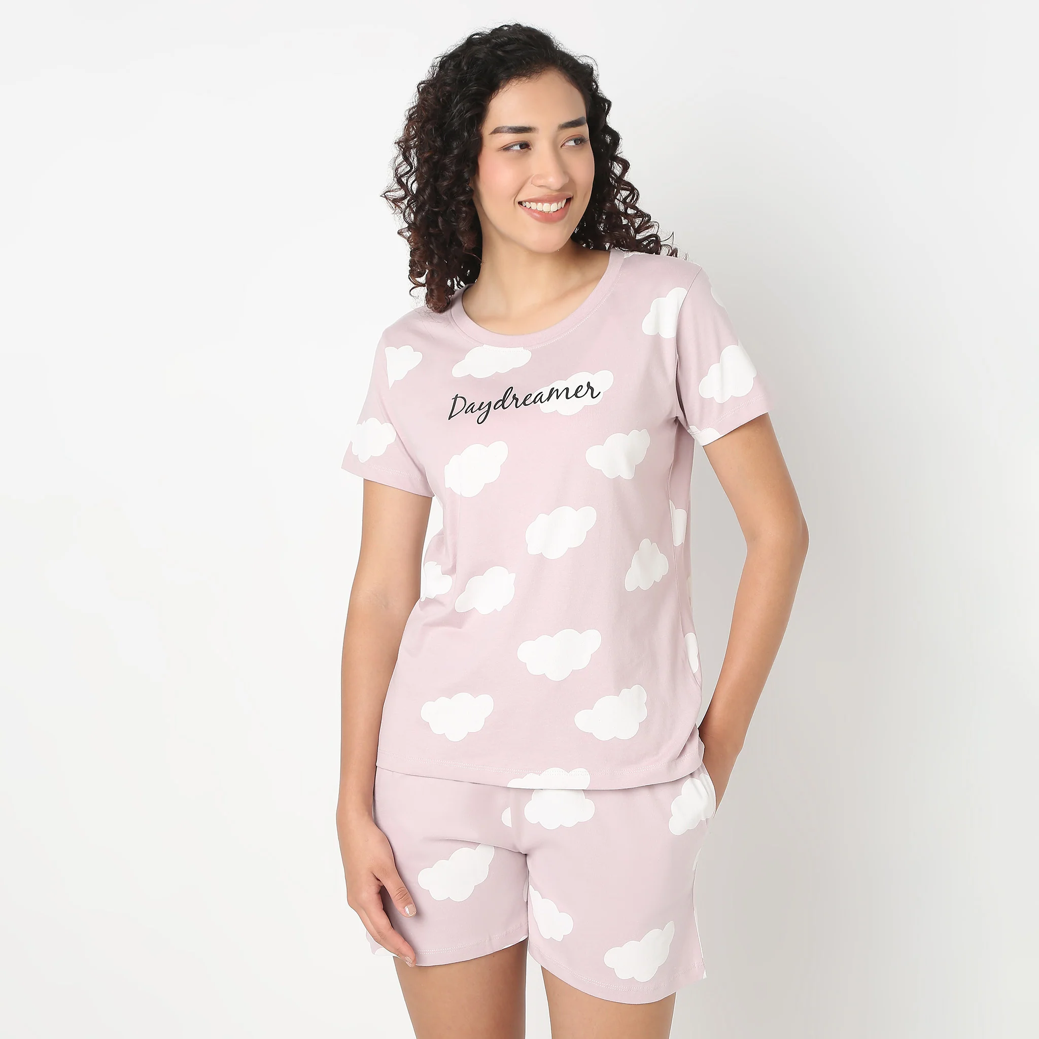 Cloud Printed Loungewear T-Shirt - Image 2