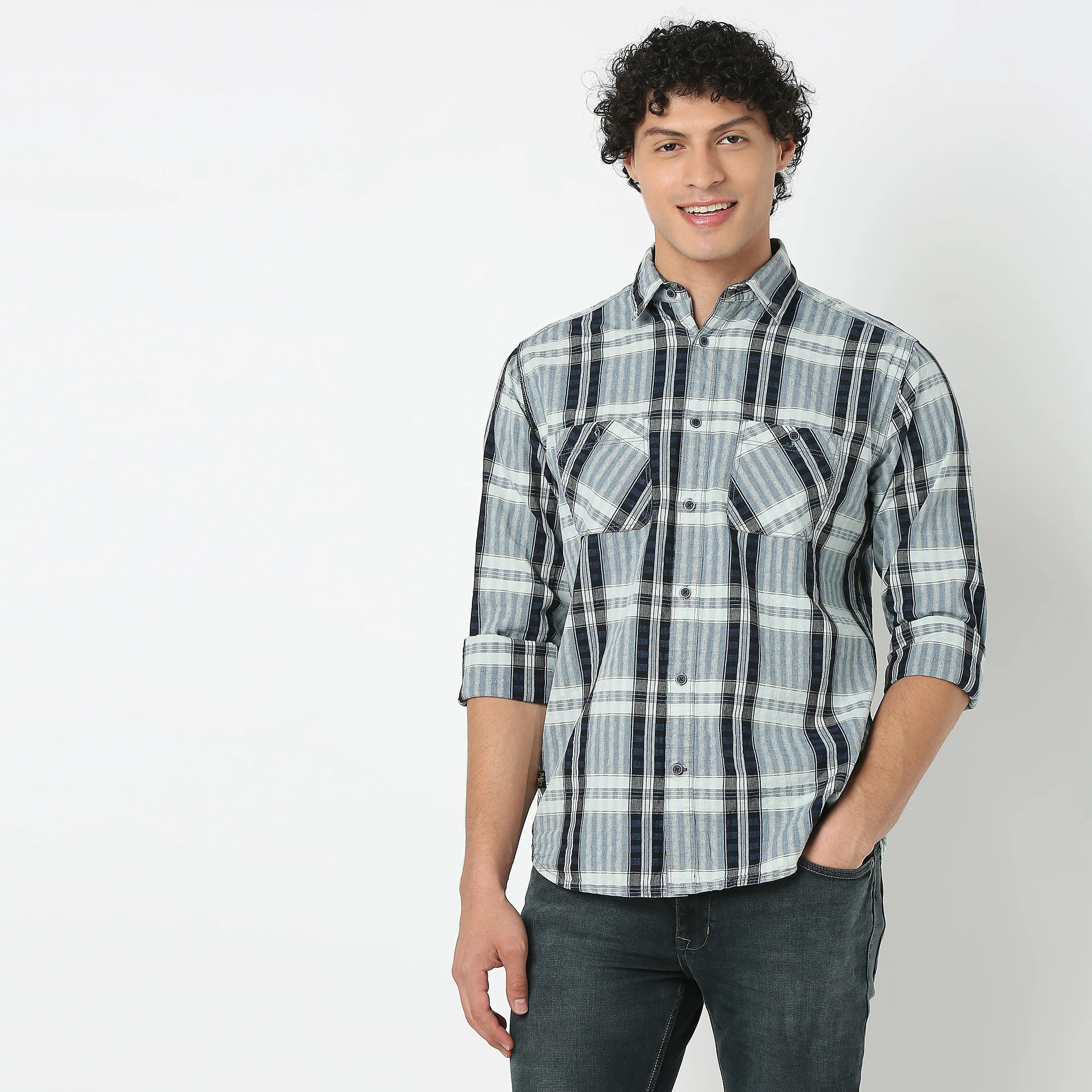 Cruiser Shirtâ„¢ Full Sleeve Shirt Collar Checkered With 2 Pockets - Image 2