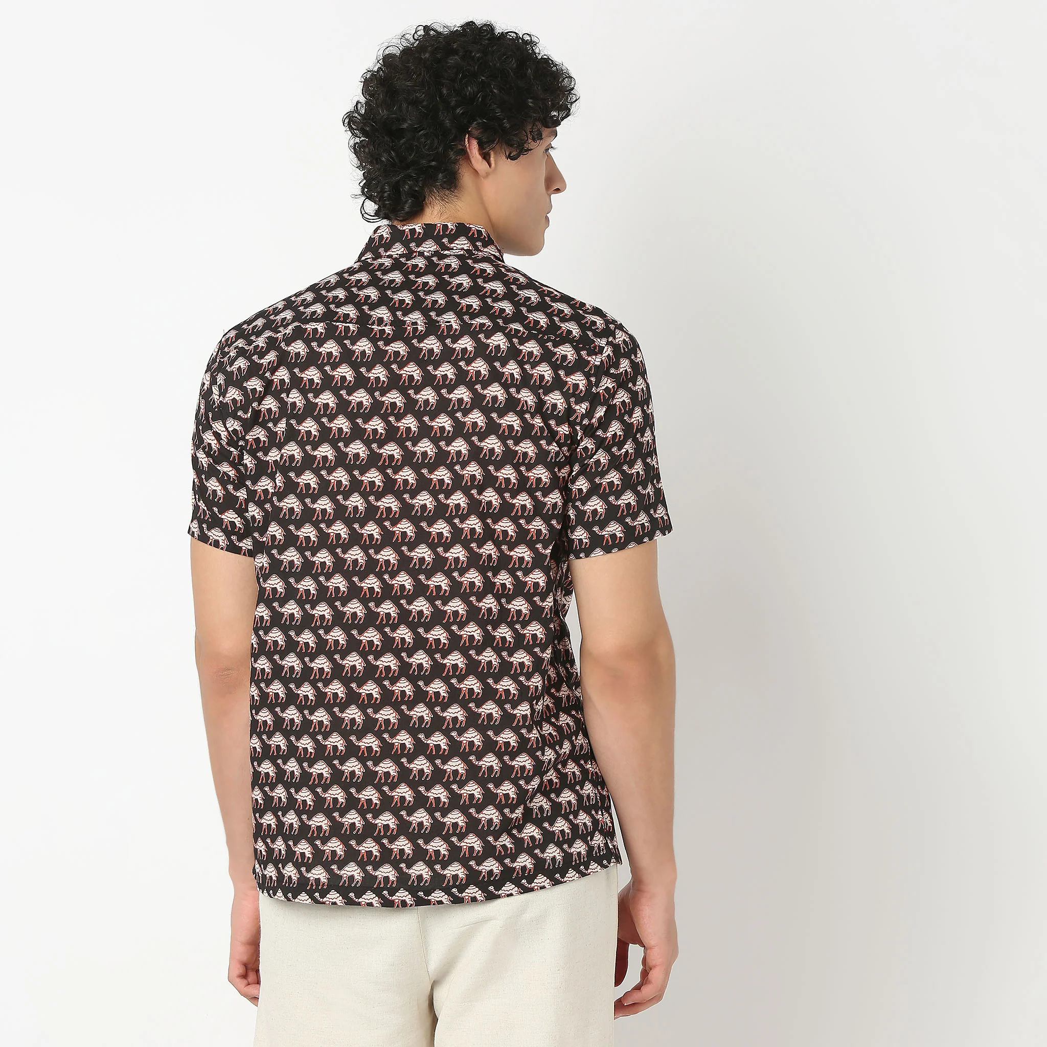 Shirt Collar Half Sleeve Block Print Shirt - Image 3