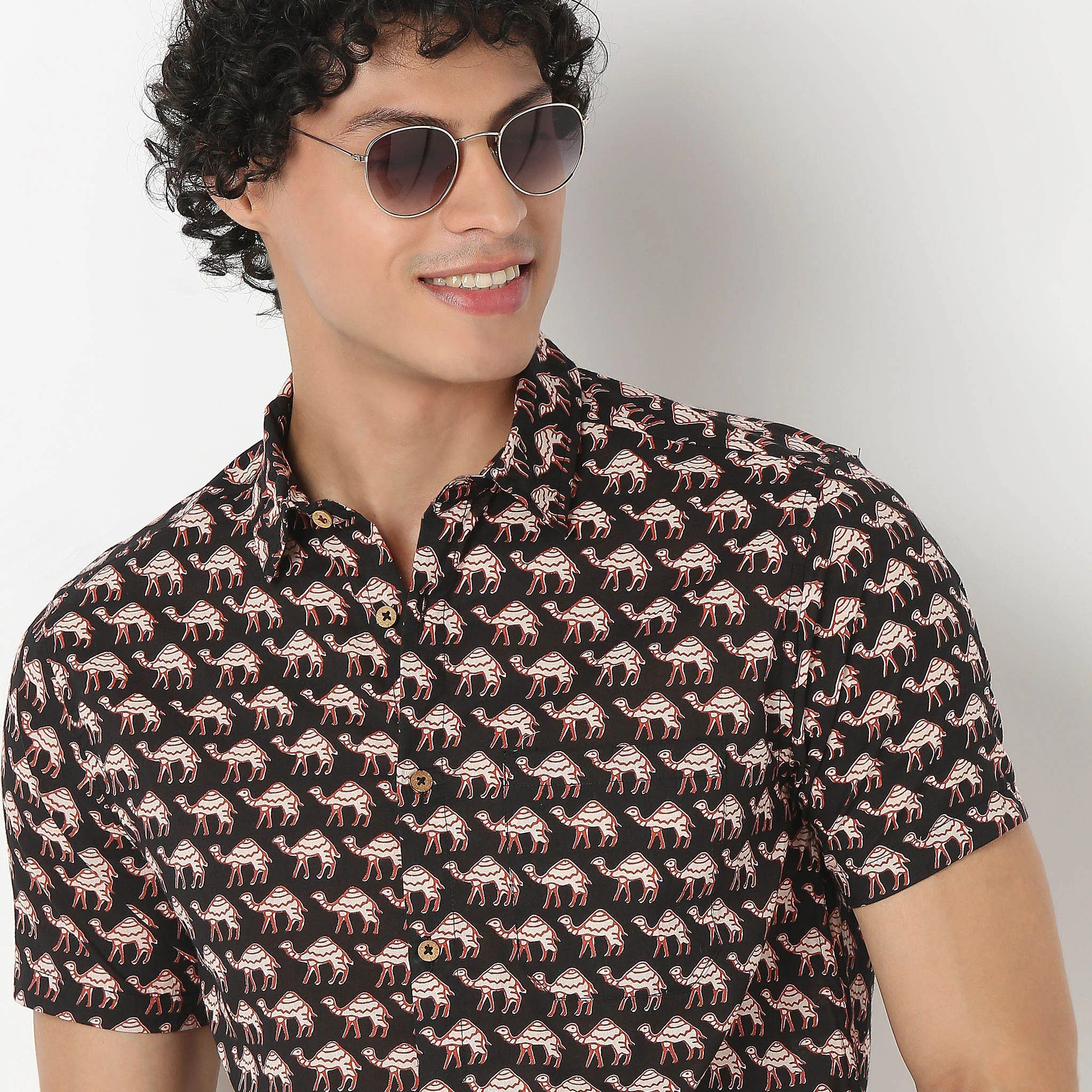 Shirt Collar Half Sleeve Block Print Shirt - Image 4