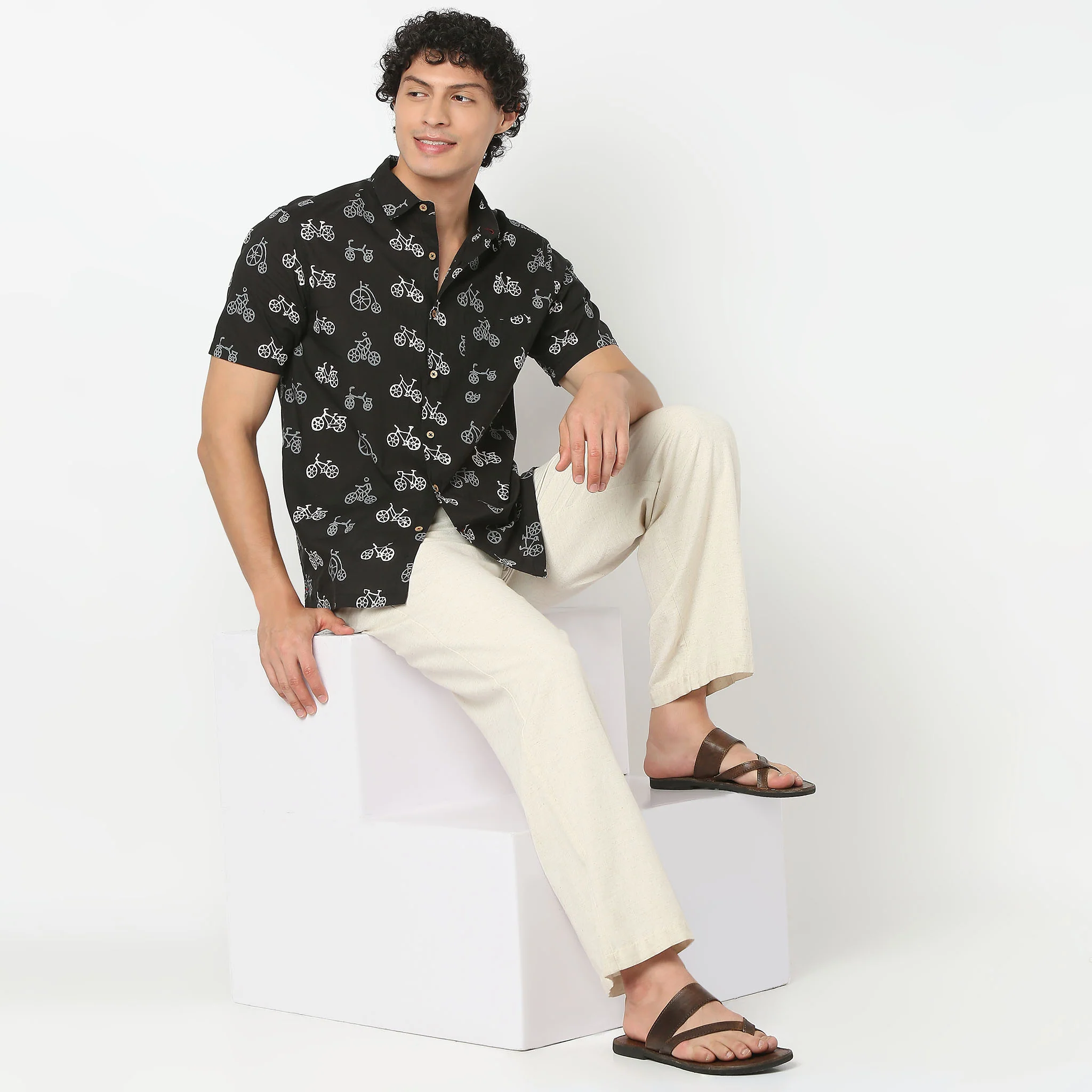 Shirt Collar Half Sleeve Block Print Shirt