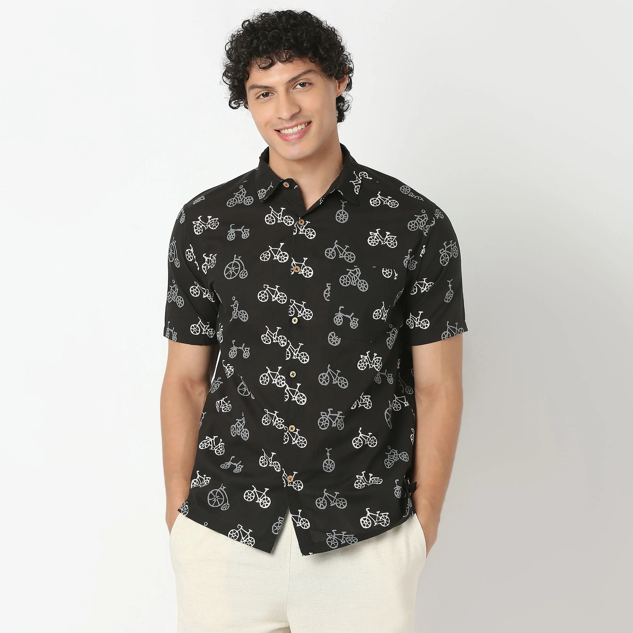 Shirt Collar Half Sleeve Block Print Shirt - Image 2