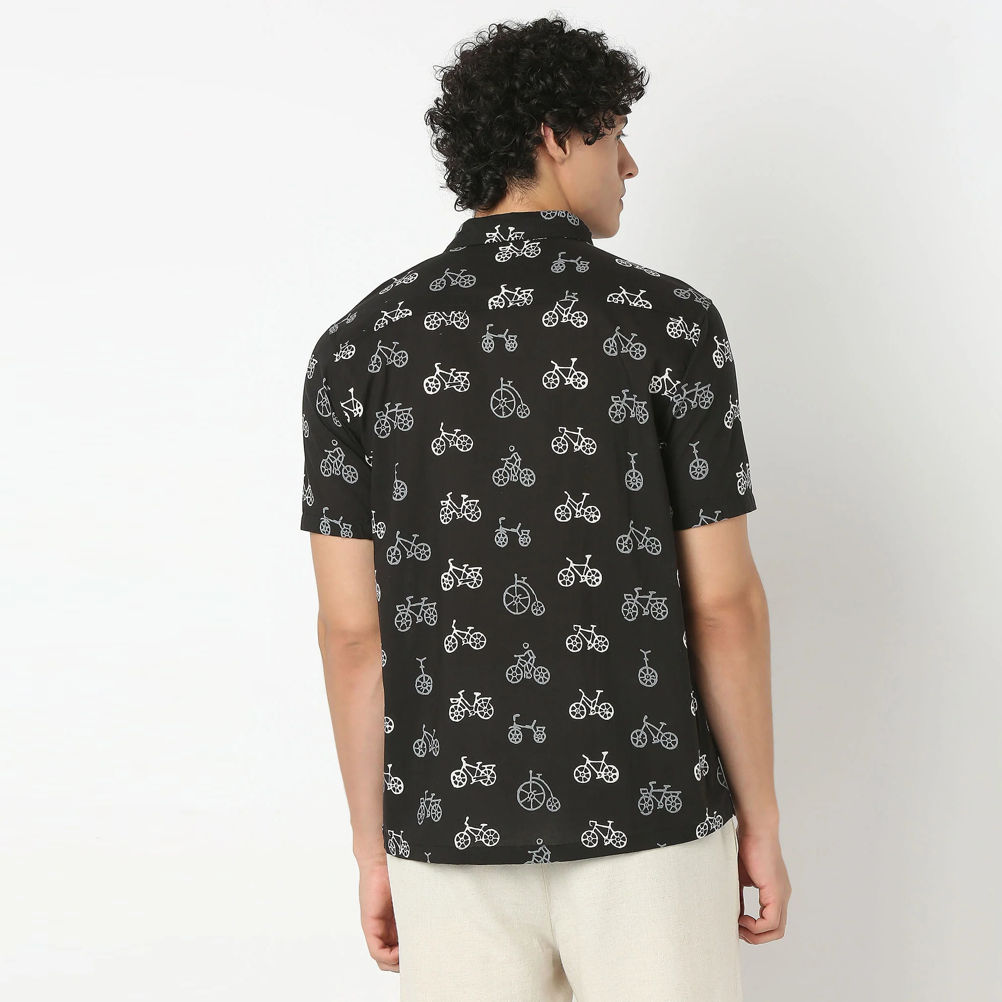 Shirt Collar Half Sleeve Block Print Shirt - Image 3