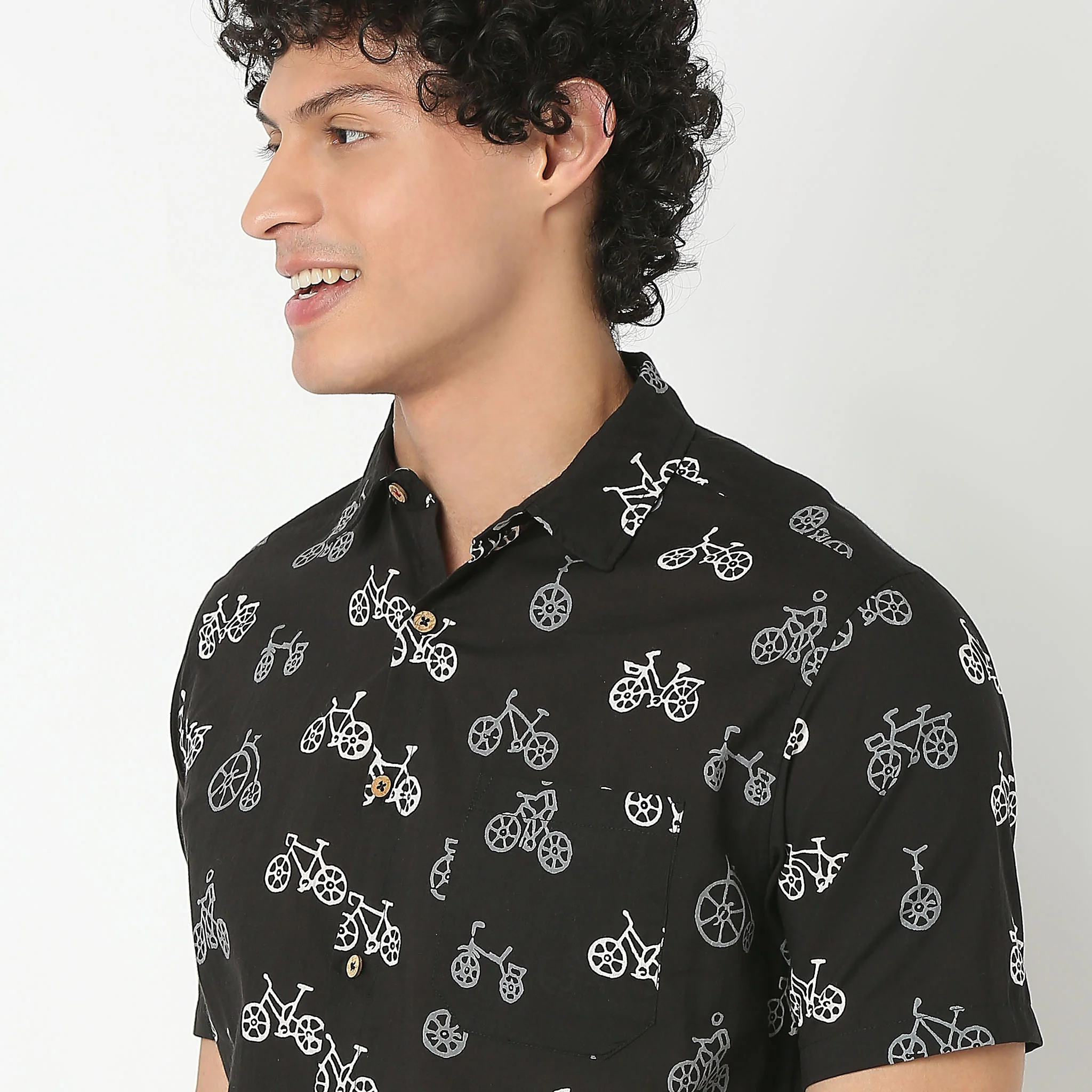 Shirt Collar Half Sleeve Block Print Shirt - Image 4