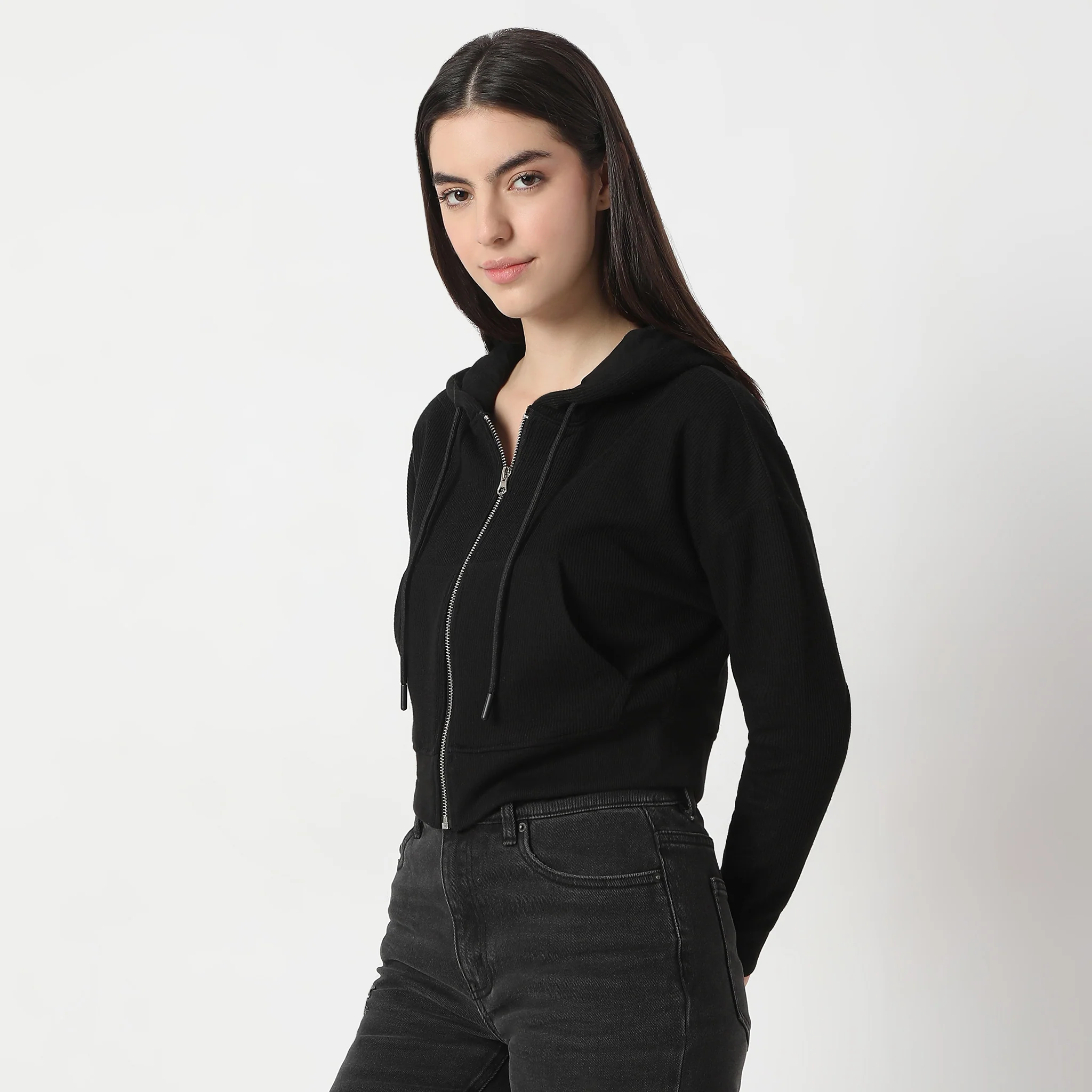 Comfort Fit Full Sleeve Hoodie Pattern With Full Sleeve Crop Sweatshirt - Image 5