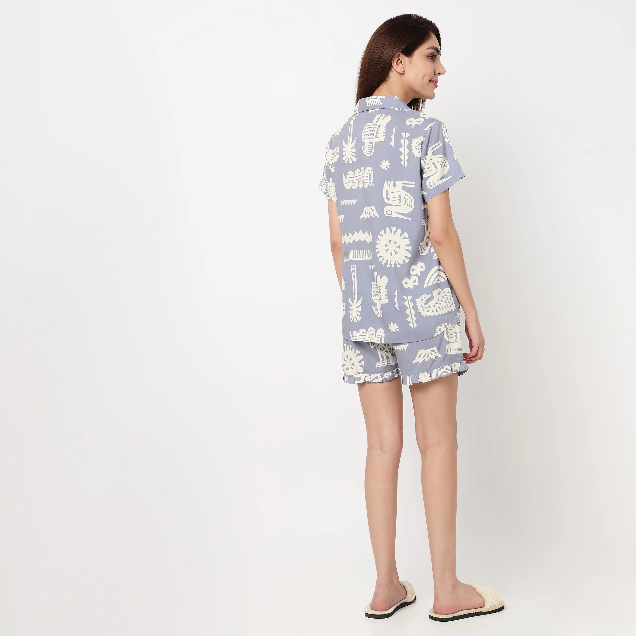 Cotto Printed Shirt with Short Sleepwear Sets - Image 3