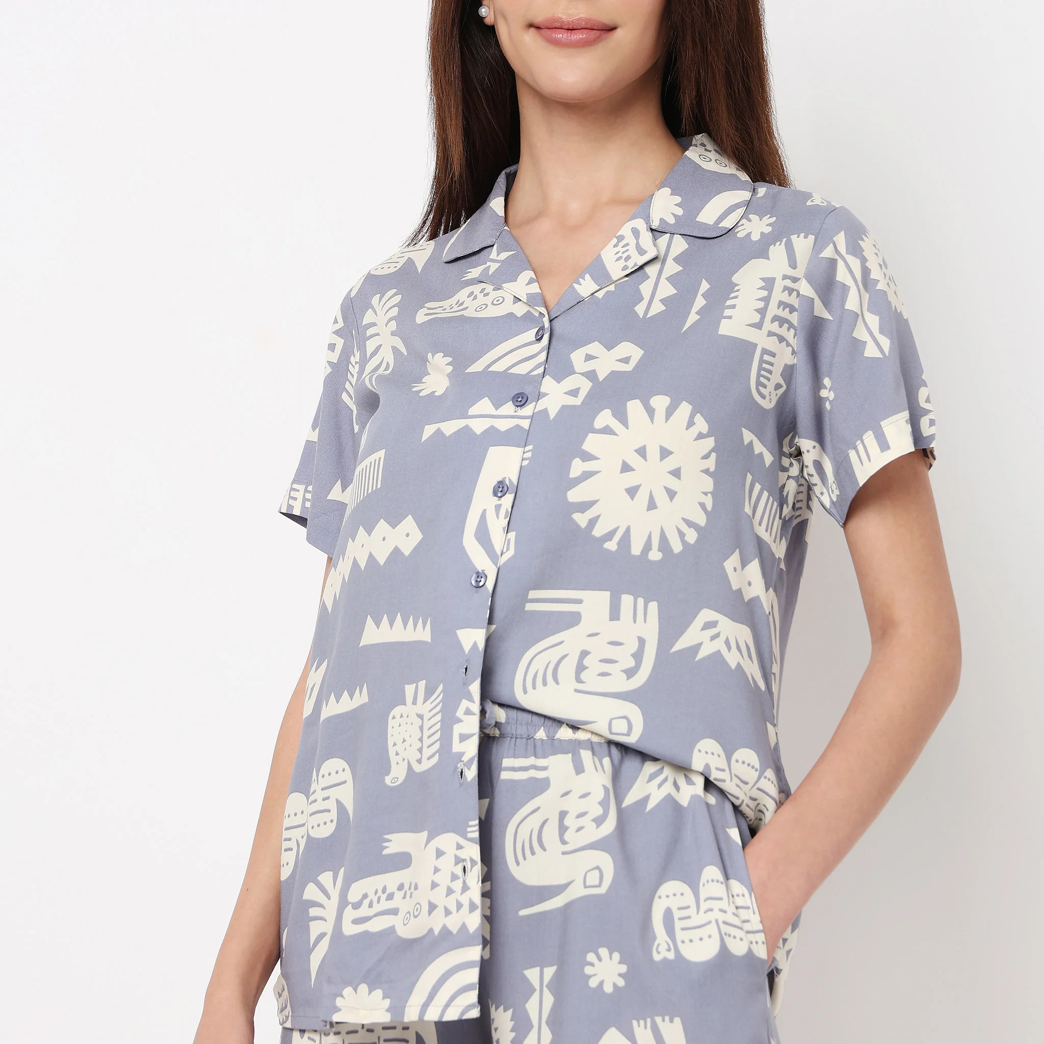 Cotto Printed Shirt with Short Sleepwear Sets - Image 4
