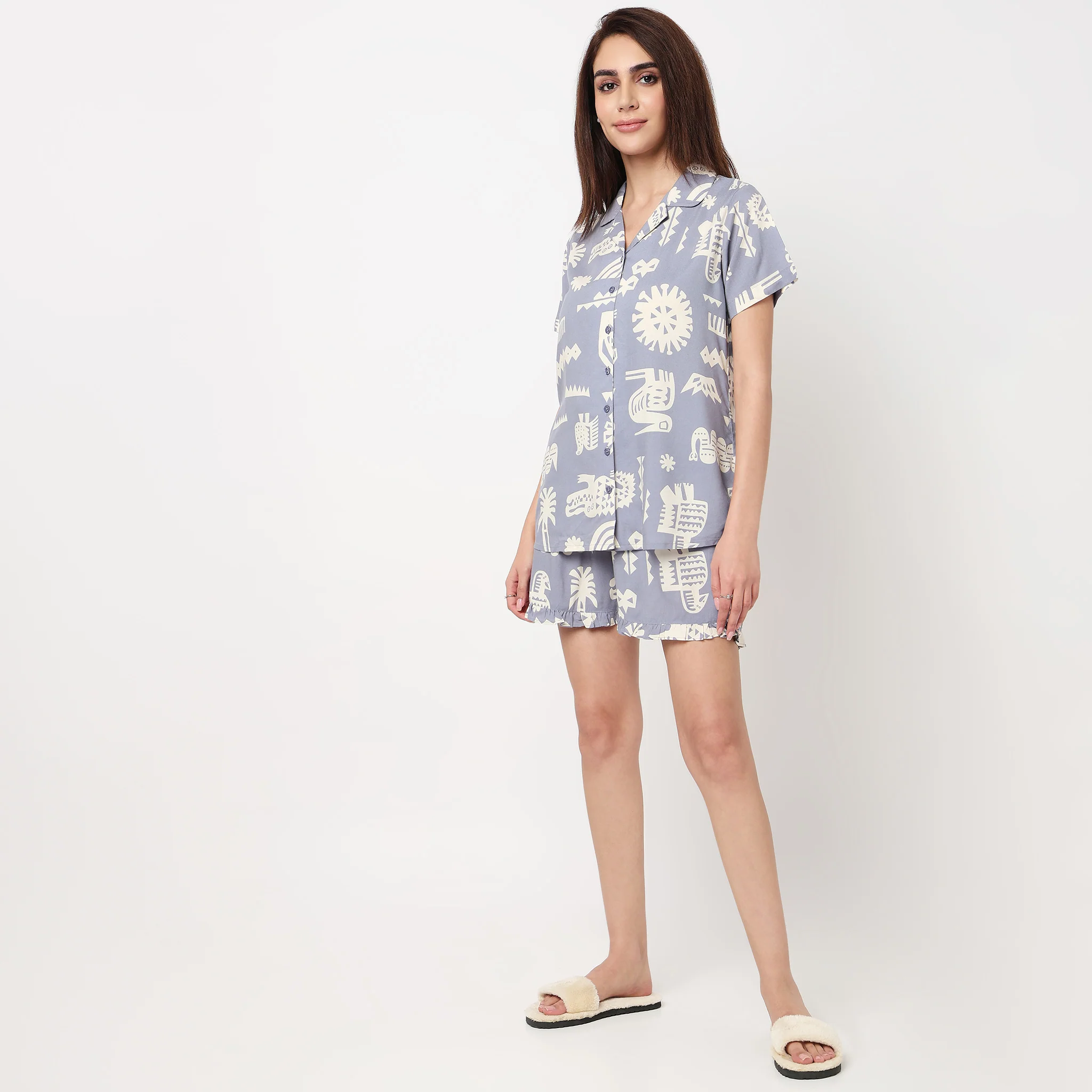 Cotto Printed Shirt with Short Sleepwear Sets - Image 5