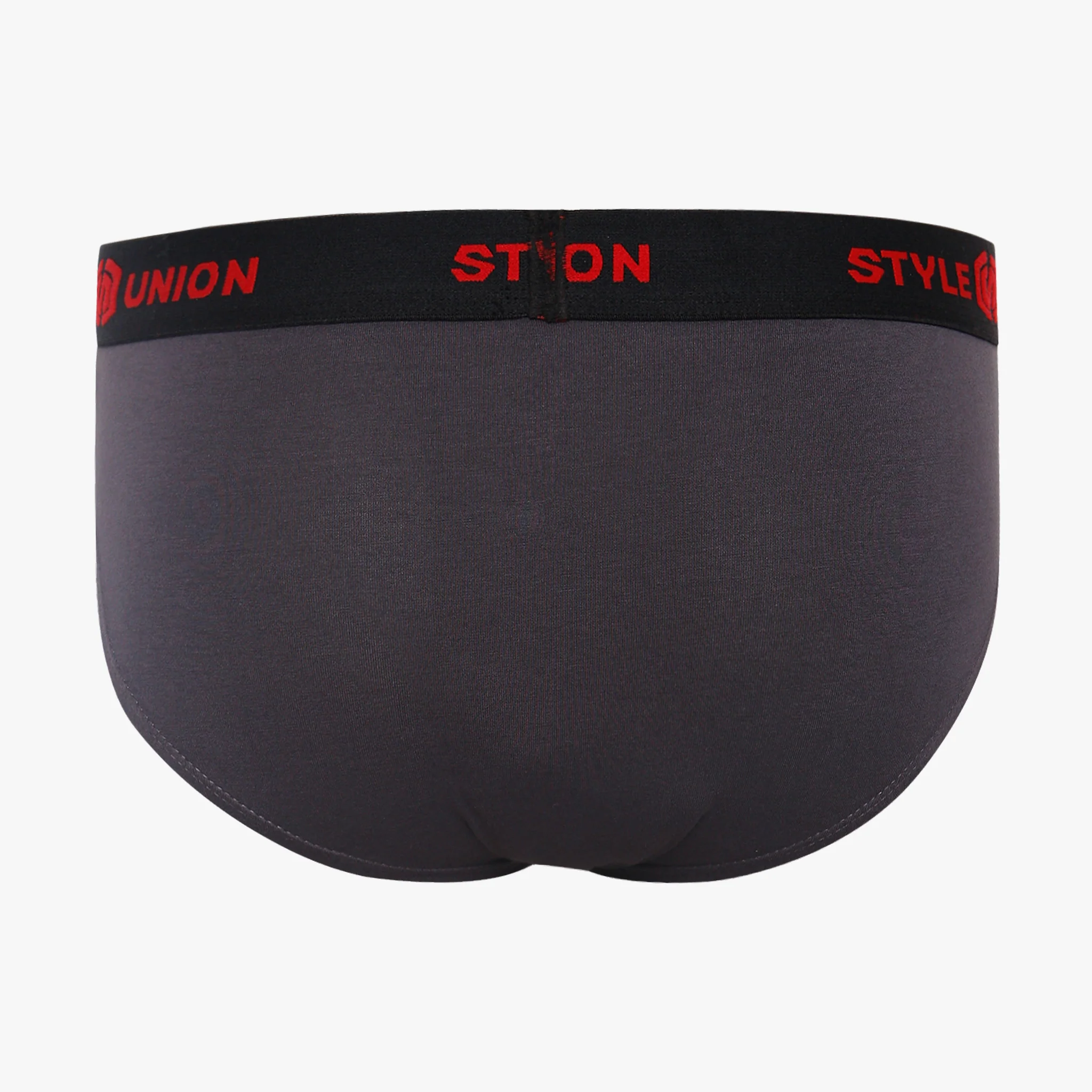 Cotton Black & Dark Grey Melange Mens Brief - Image 2