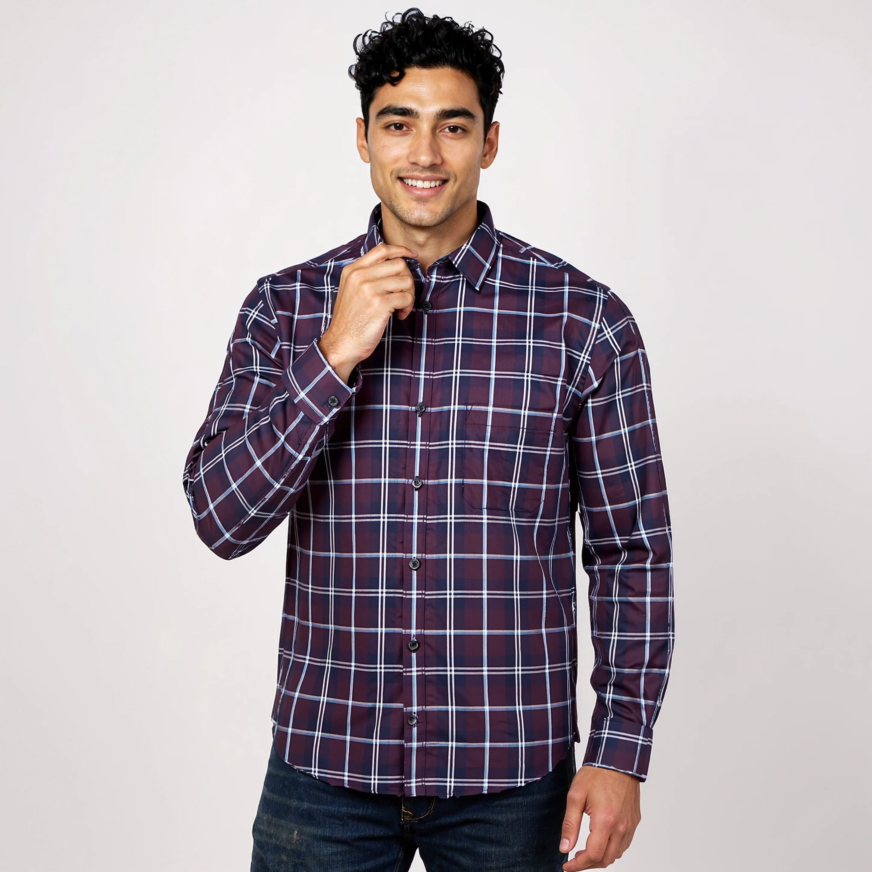 Cotton Checkered Country Slub Shirt - Image 2