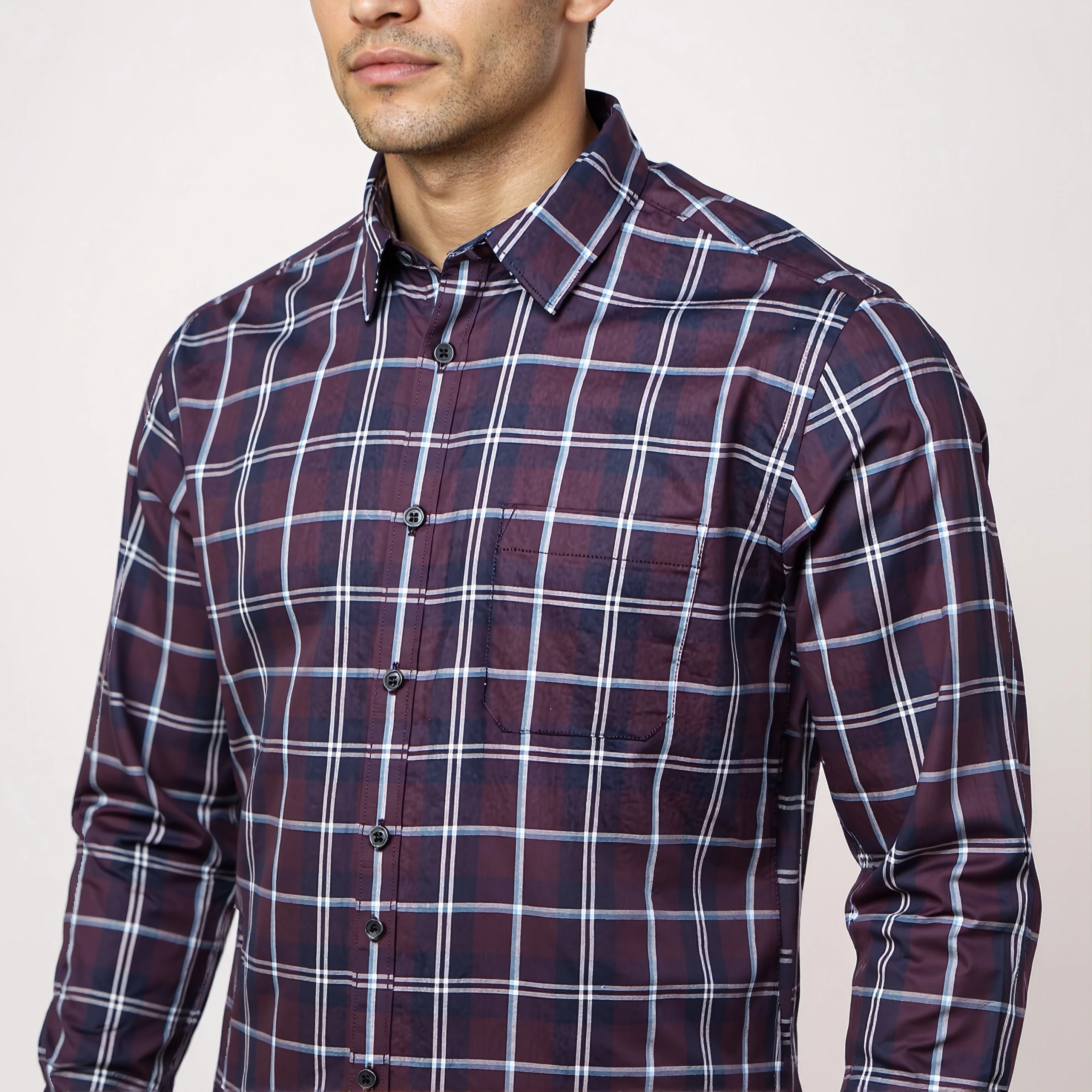 Cotton Checkered Country Slub Shirt - Image 4