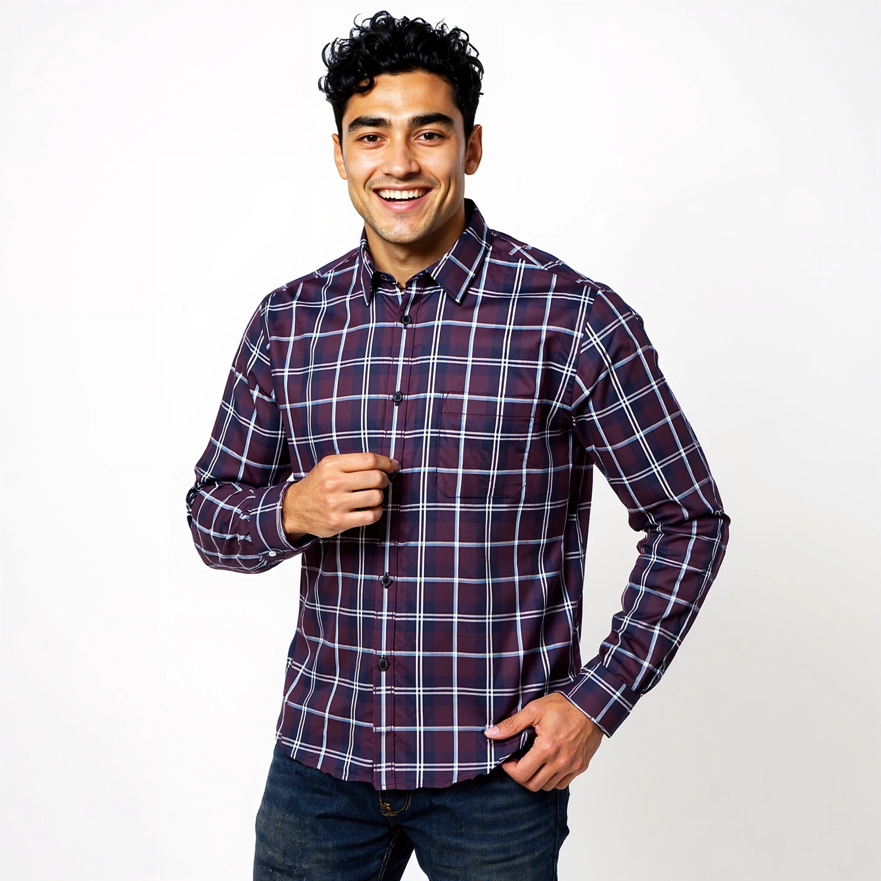 Cotton Checkered Country Slub Shirt - Image 5