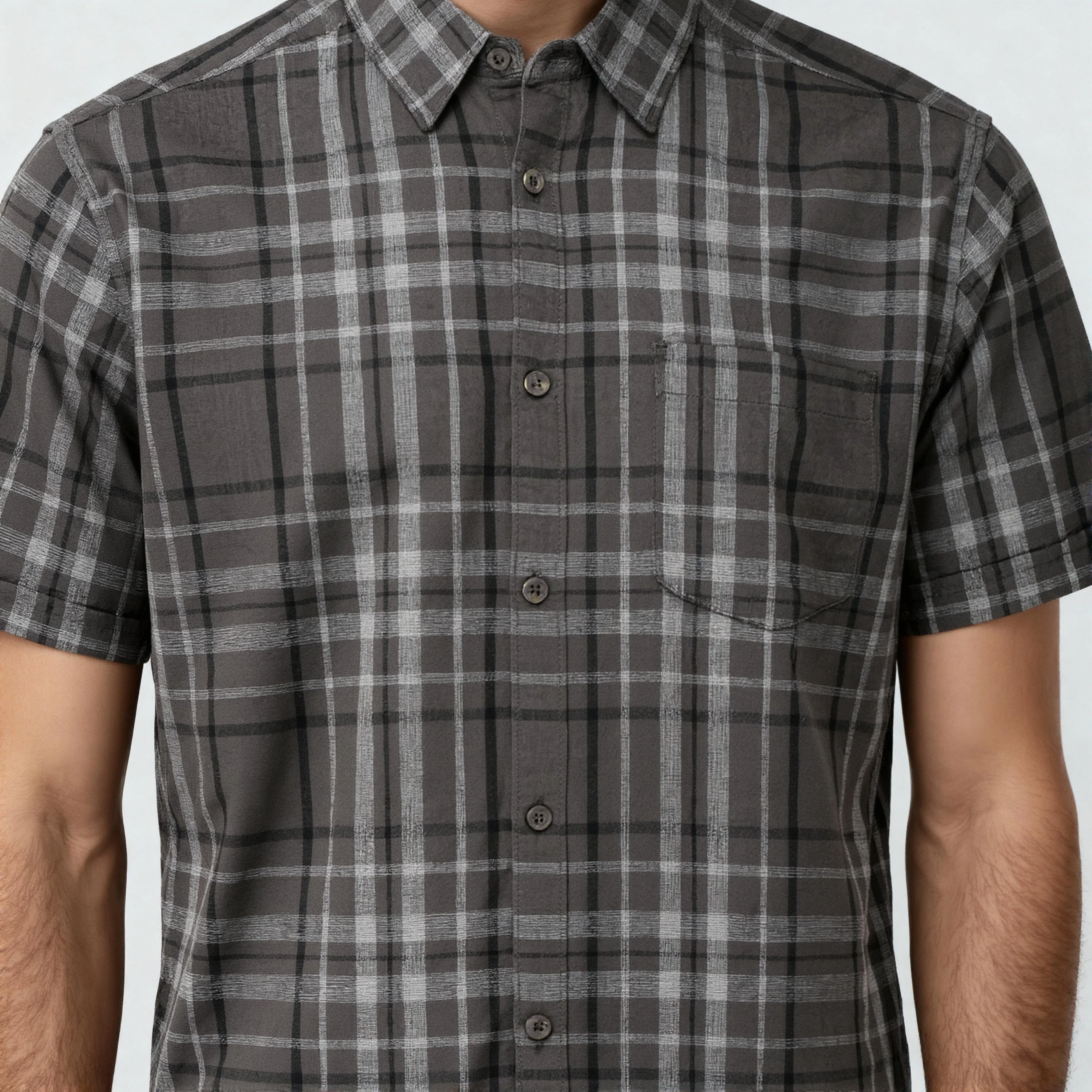 Cotton Checkered Country Slub Shirt - Image 4