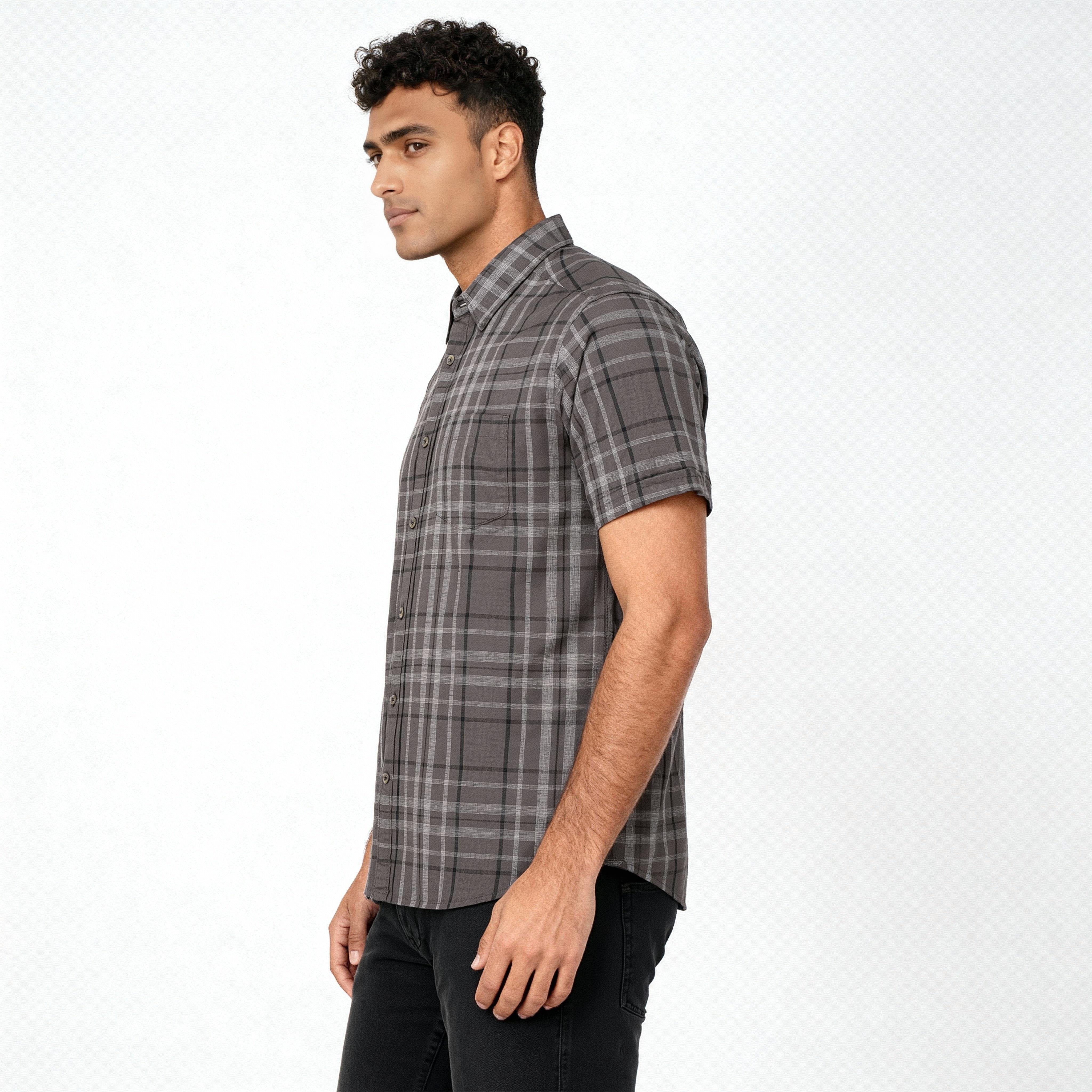 Cotton Checkered Country Slub Shirt - Image 5