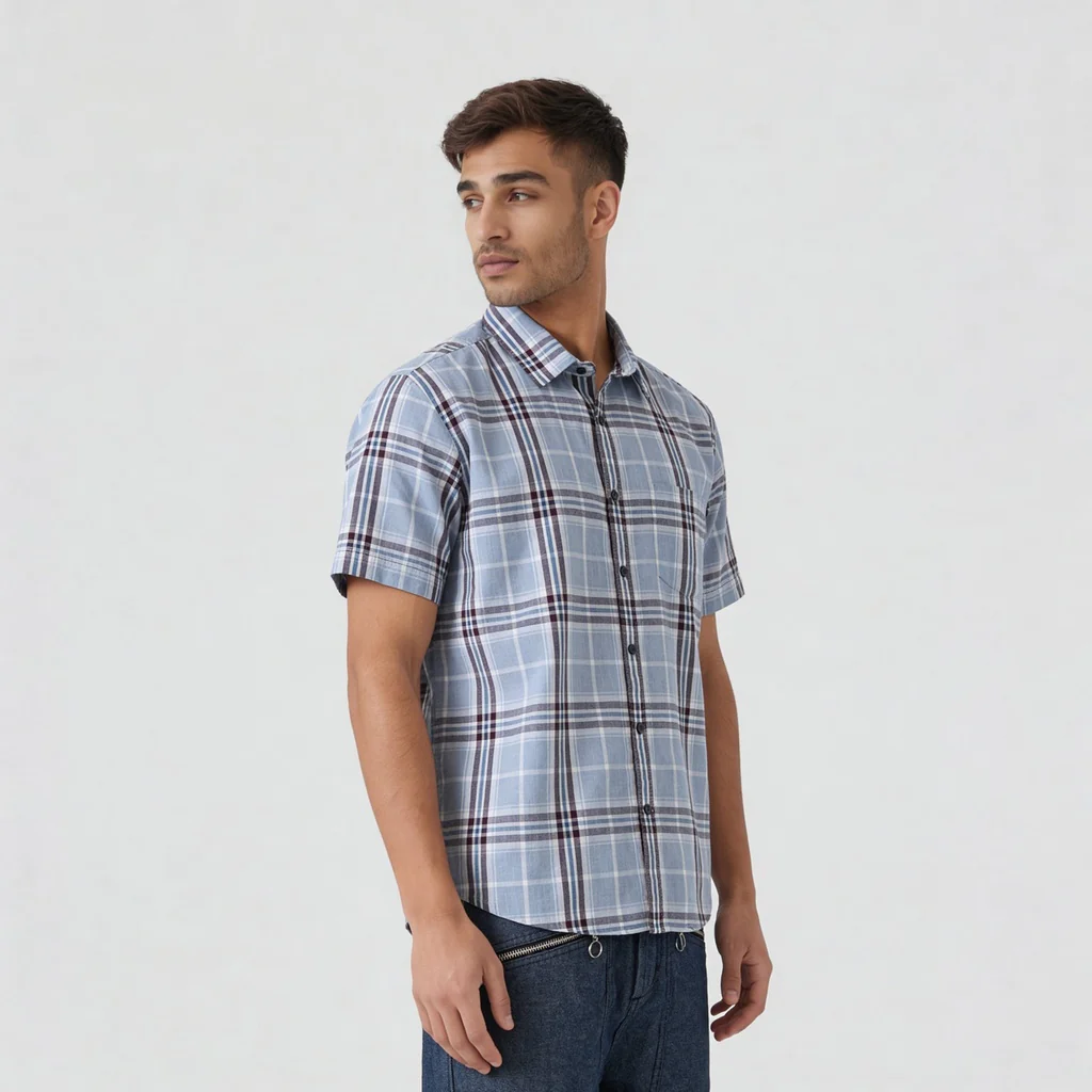 Cotton Checkered Country Slub Shirt - Image 5