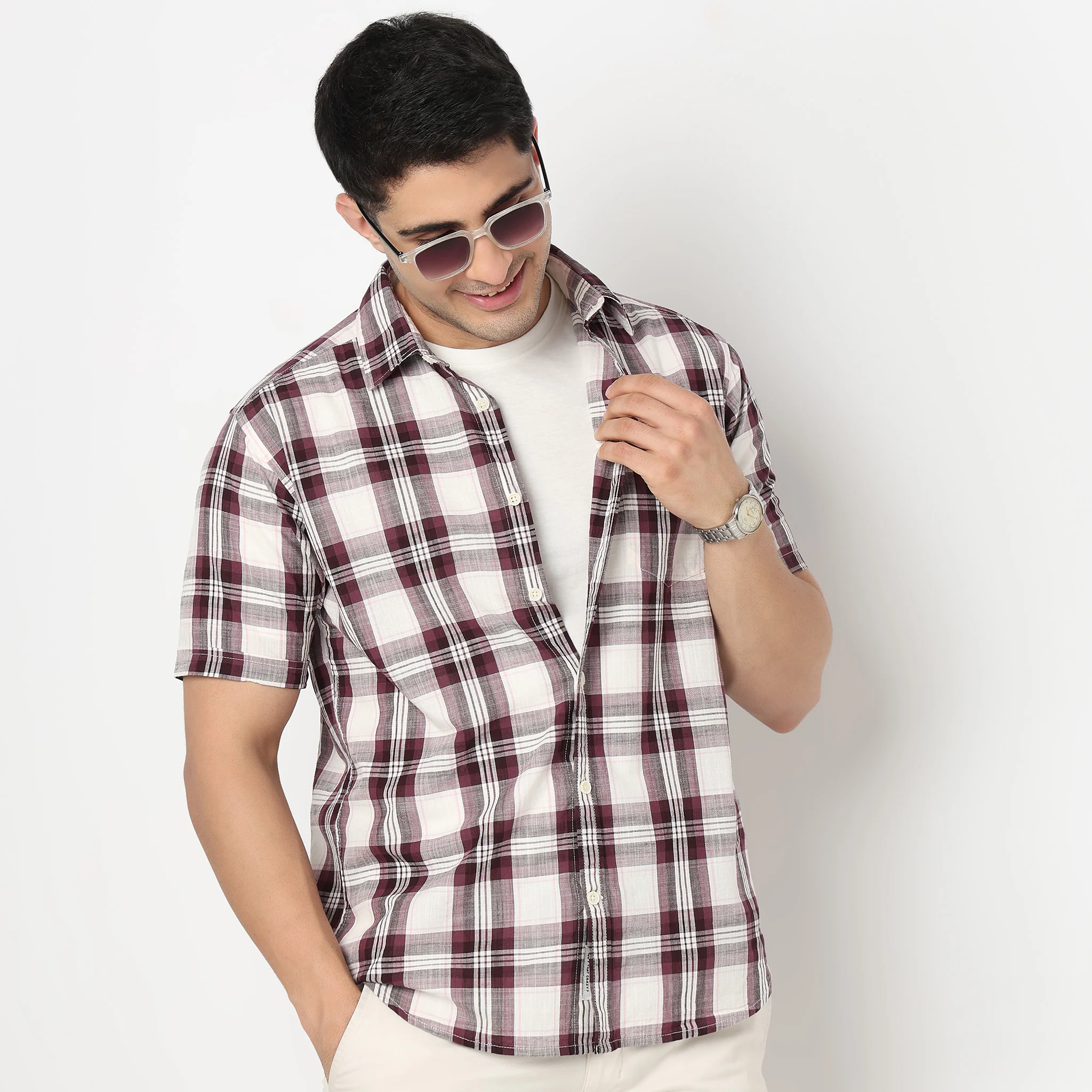 Cotton Checkered Country Slub Shirt