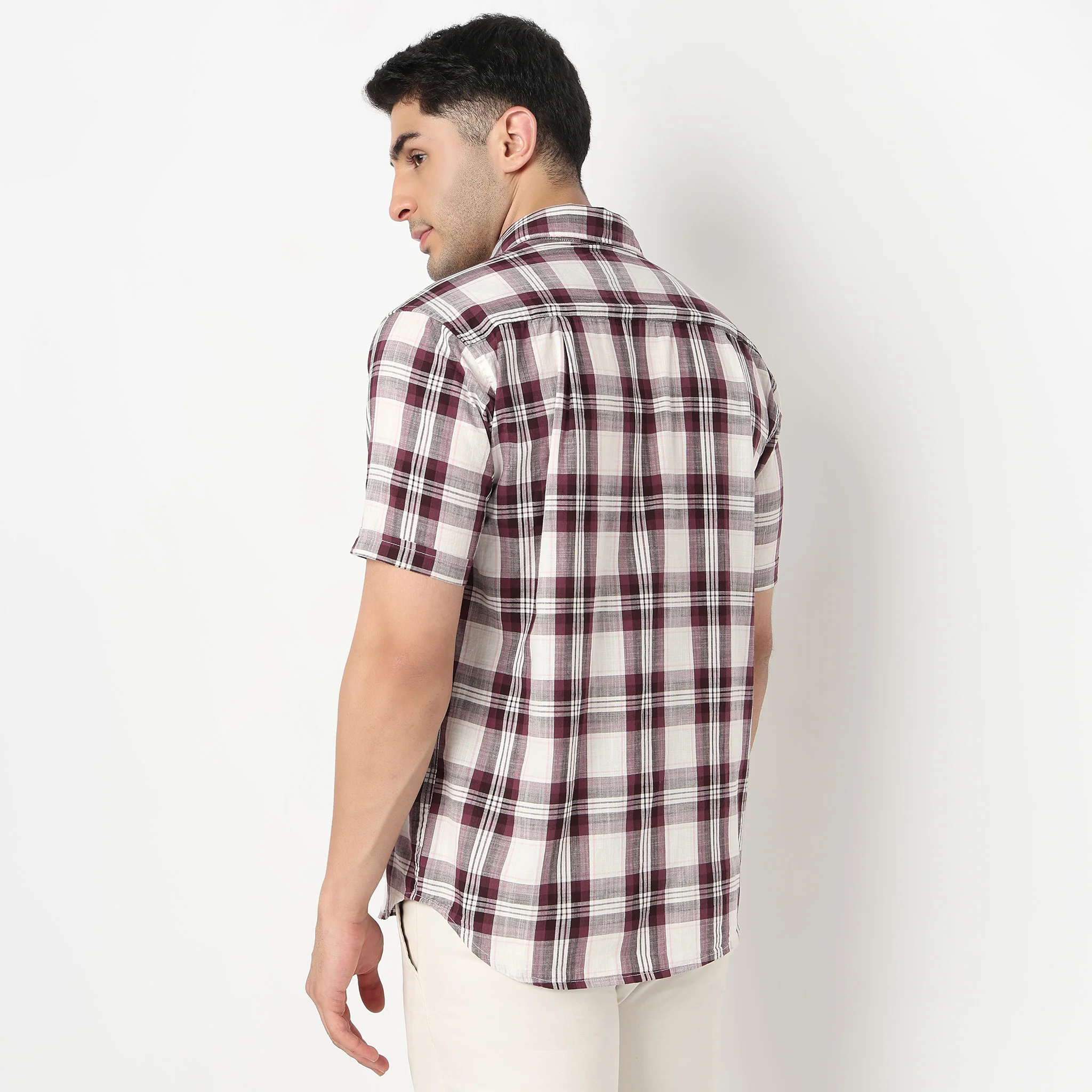 Cotton Checkered Country Slub Shirt - Image 3