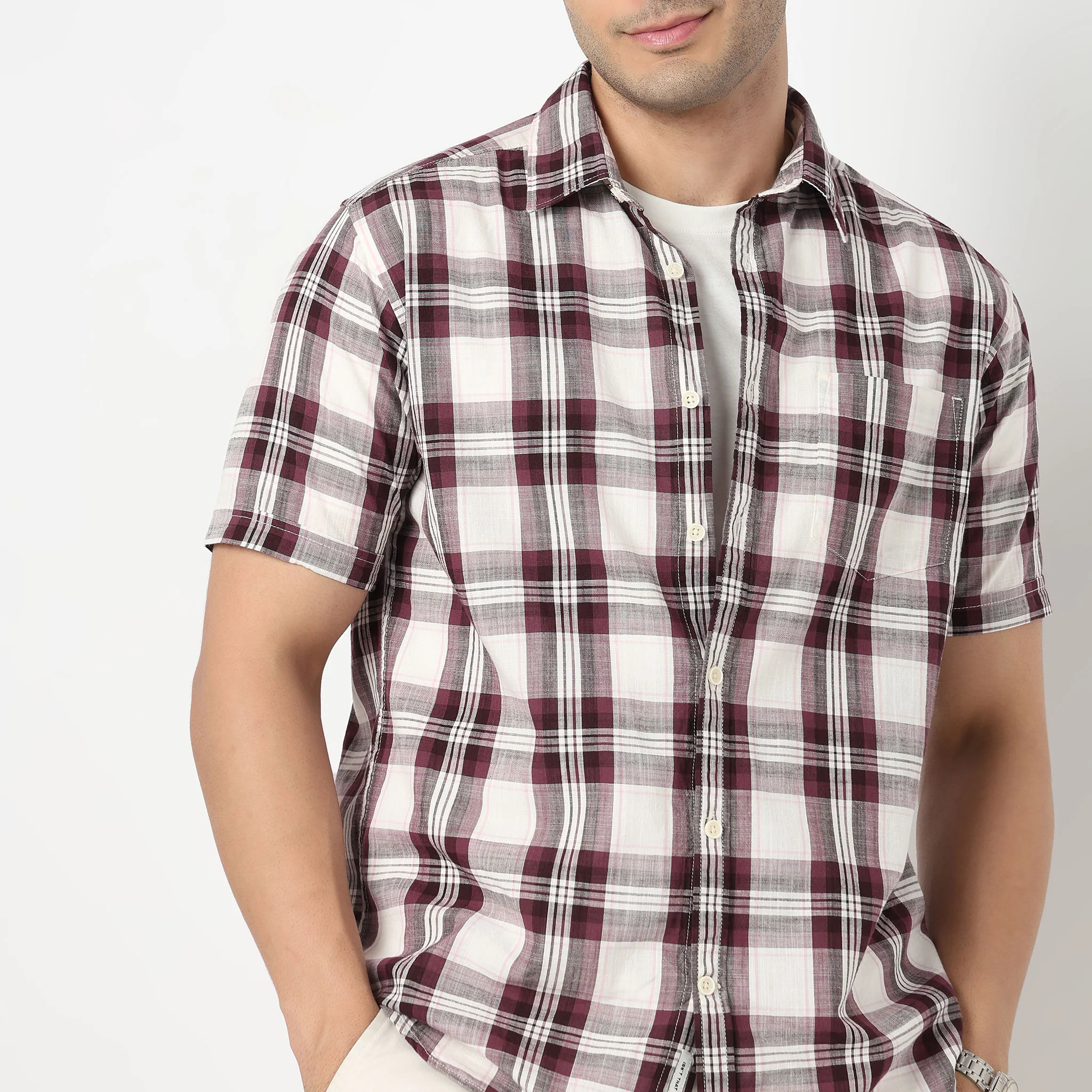 Cotton Checkered Country Slub Shirt - Image 4