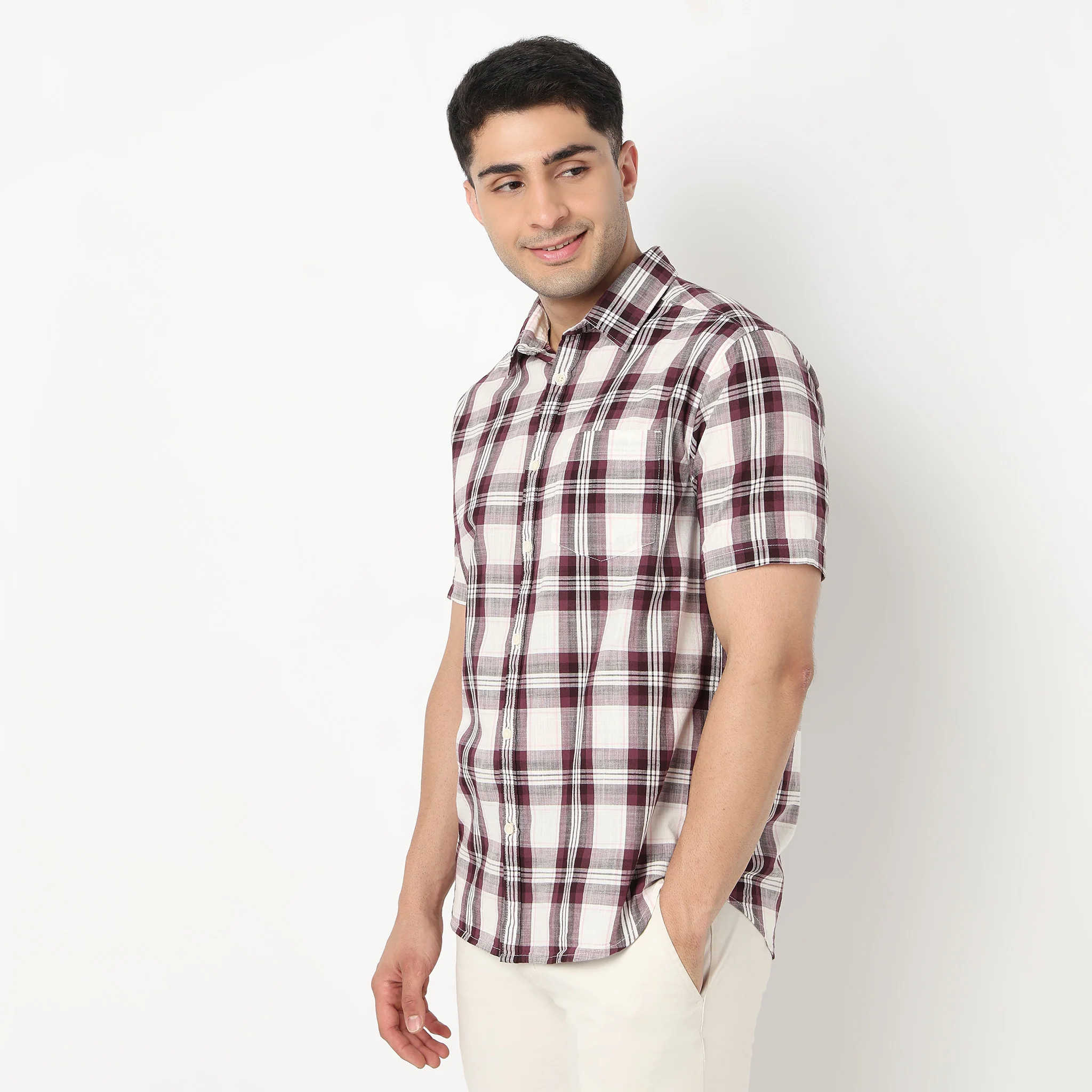 Cotton Checkered Country Slub Shirt - Image 5