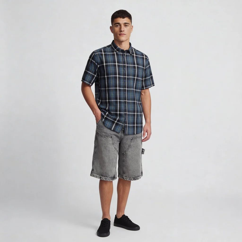 Cotton Checkered Country Slub Shirt
