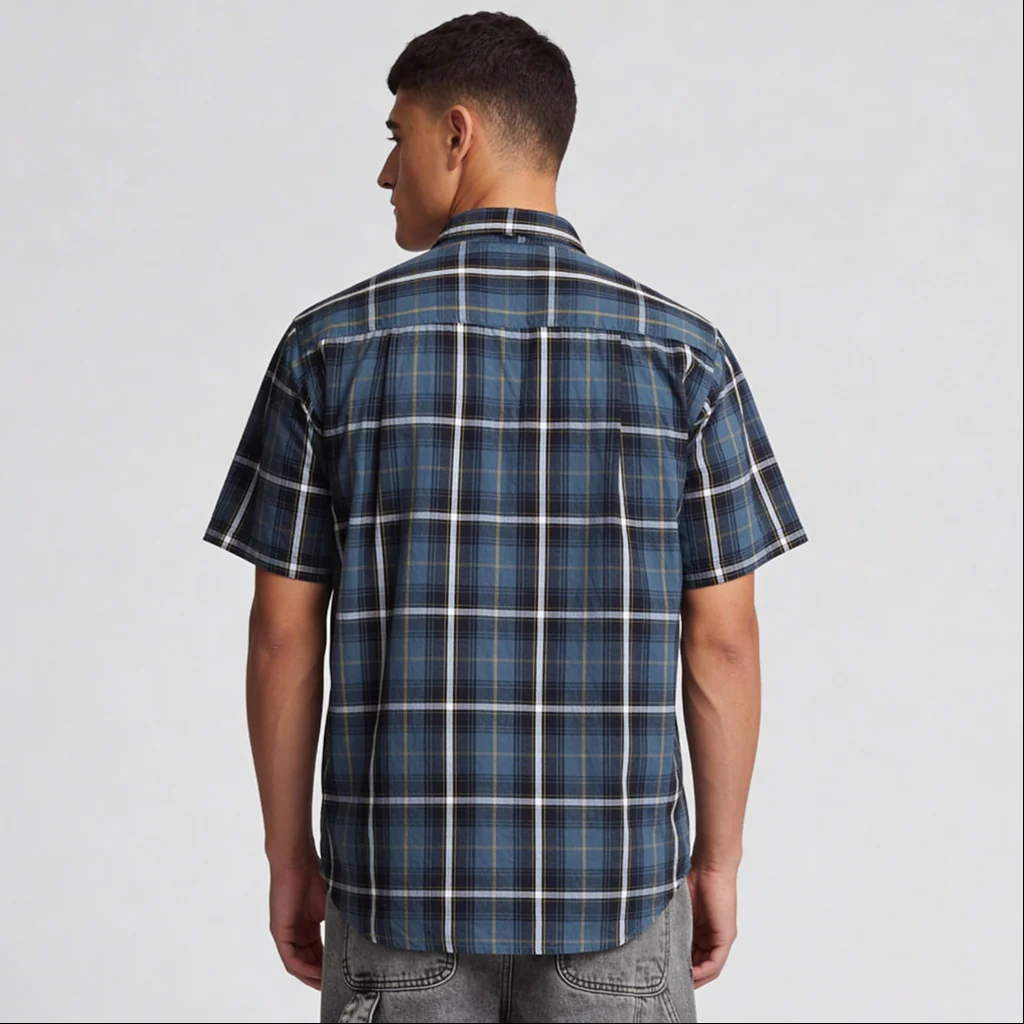 Cotton Checkered Country Slub Shirt - Image 3