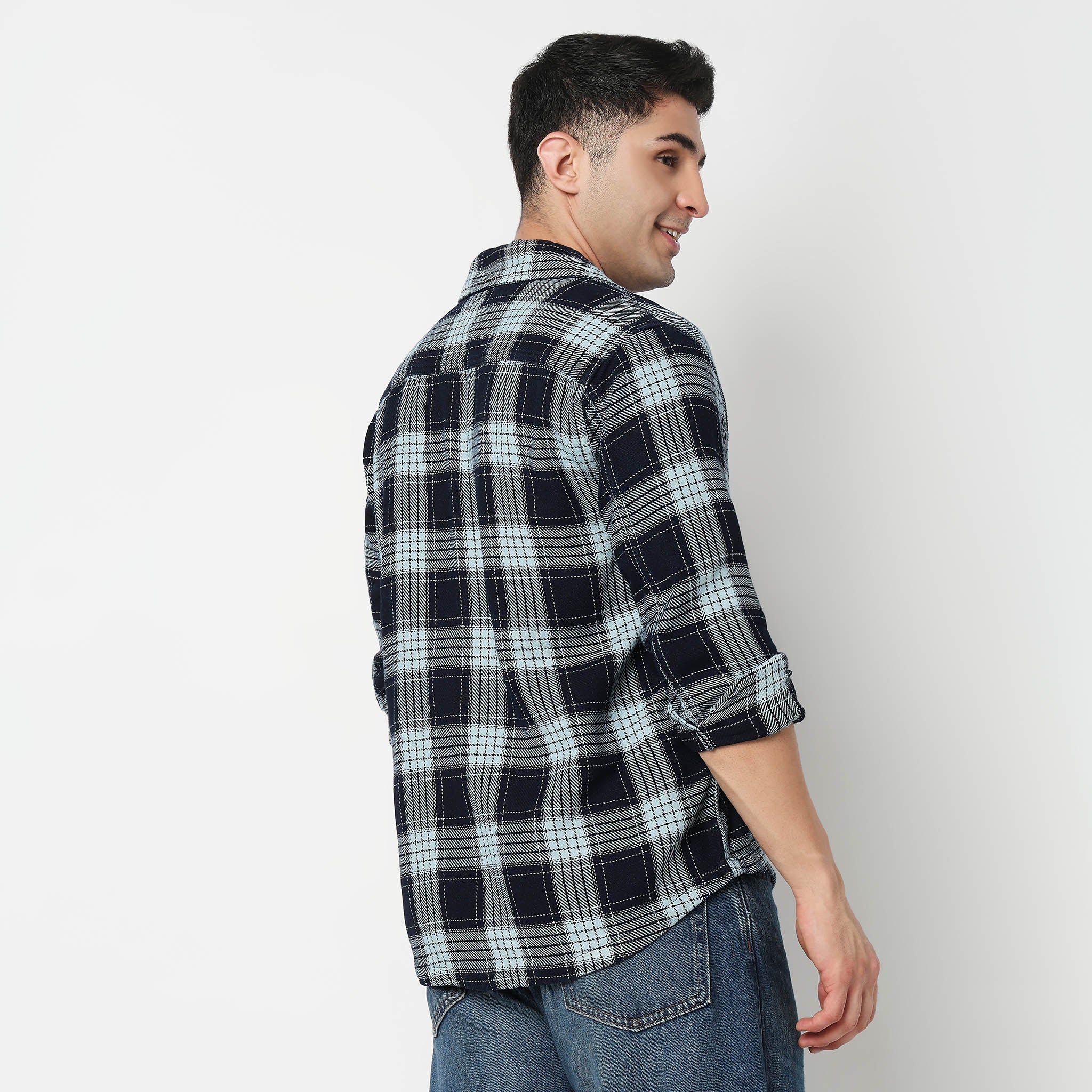 Cotton Checkered Cruiser Shacket Shirt - Image 3