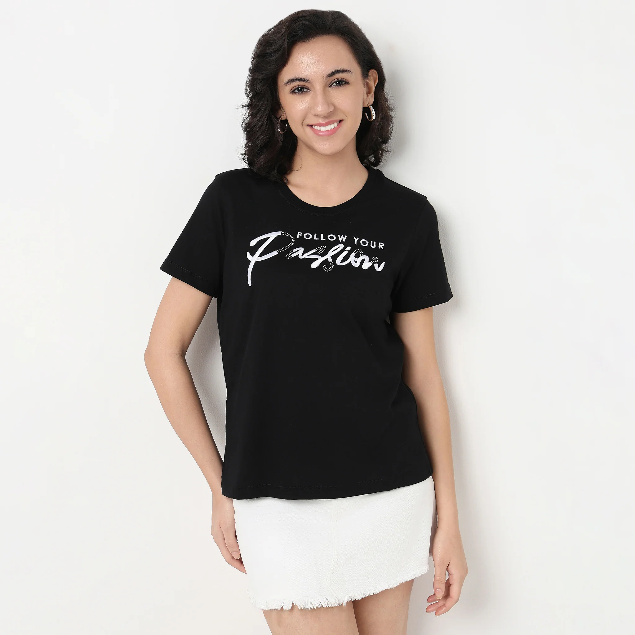 Cotton Crew Neck Graphic T-Shirt - Image 2
