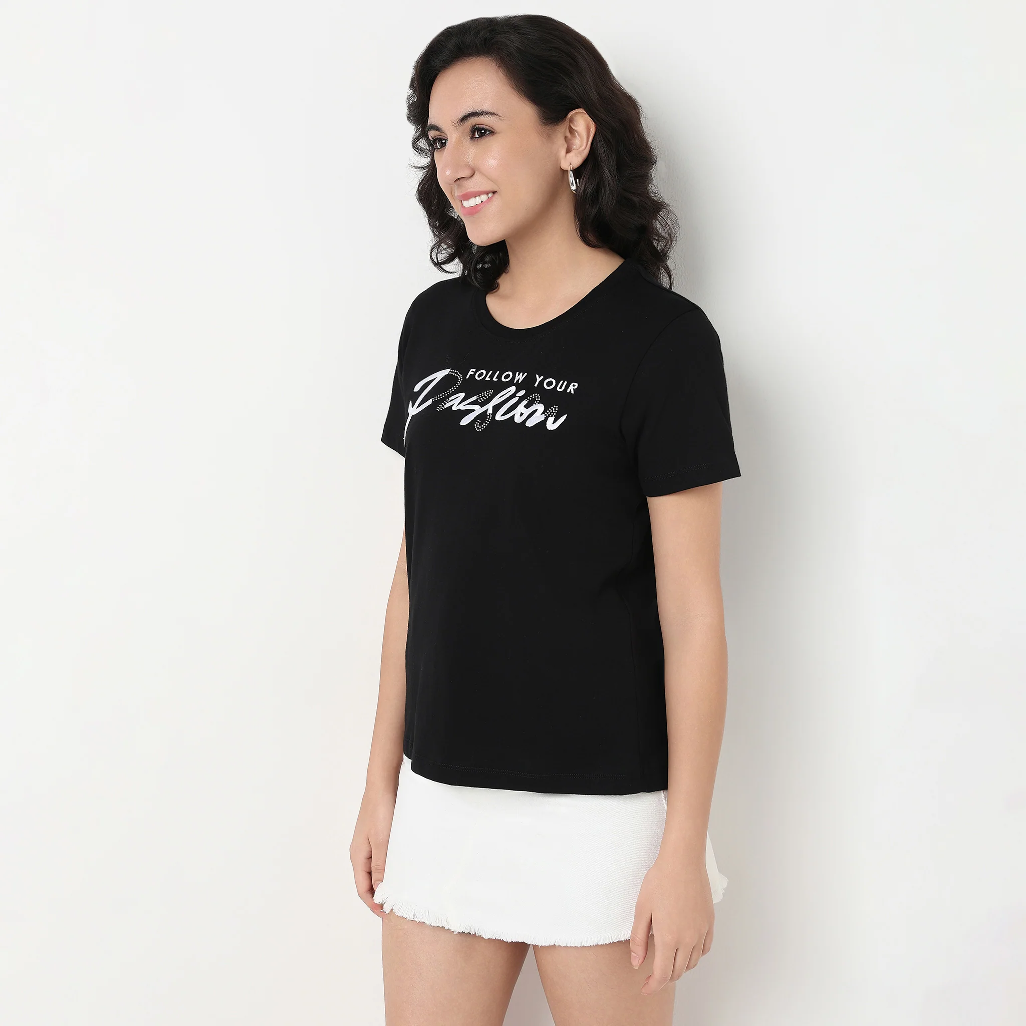Cotton Crew Neck Graphic T-Shirt - Image 5