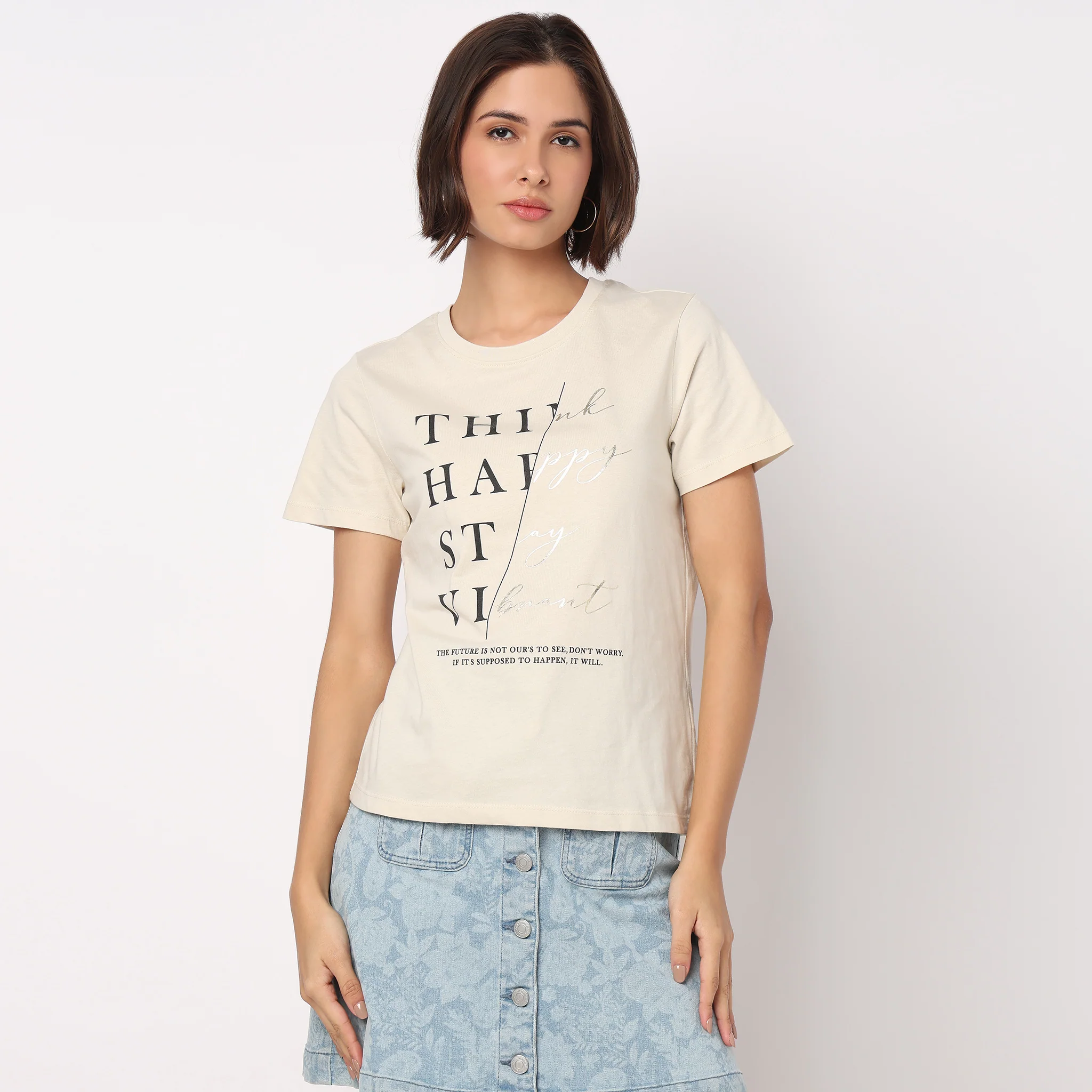 Cotton Crew Neck Graphic T-Shirt - Image 2
